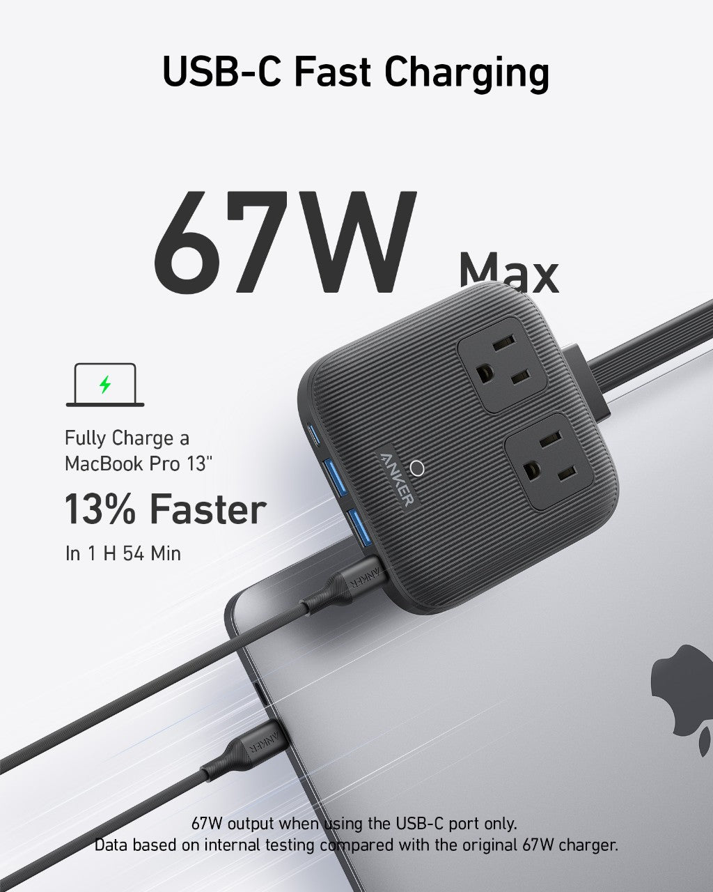 Can I charge this Anker nano power bank with a 67 watt MacBook Pro