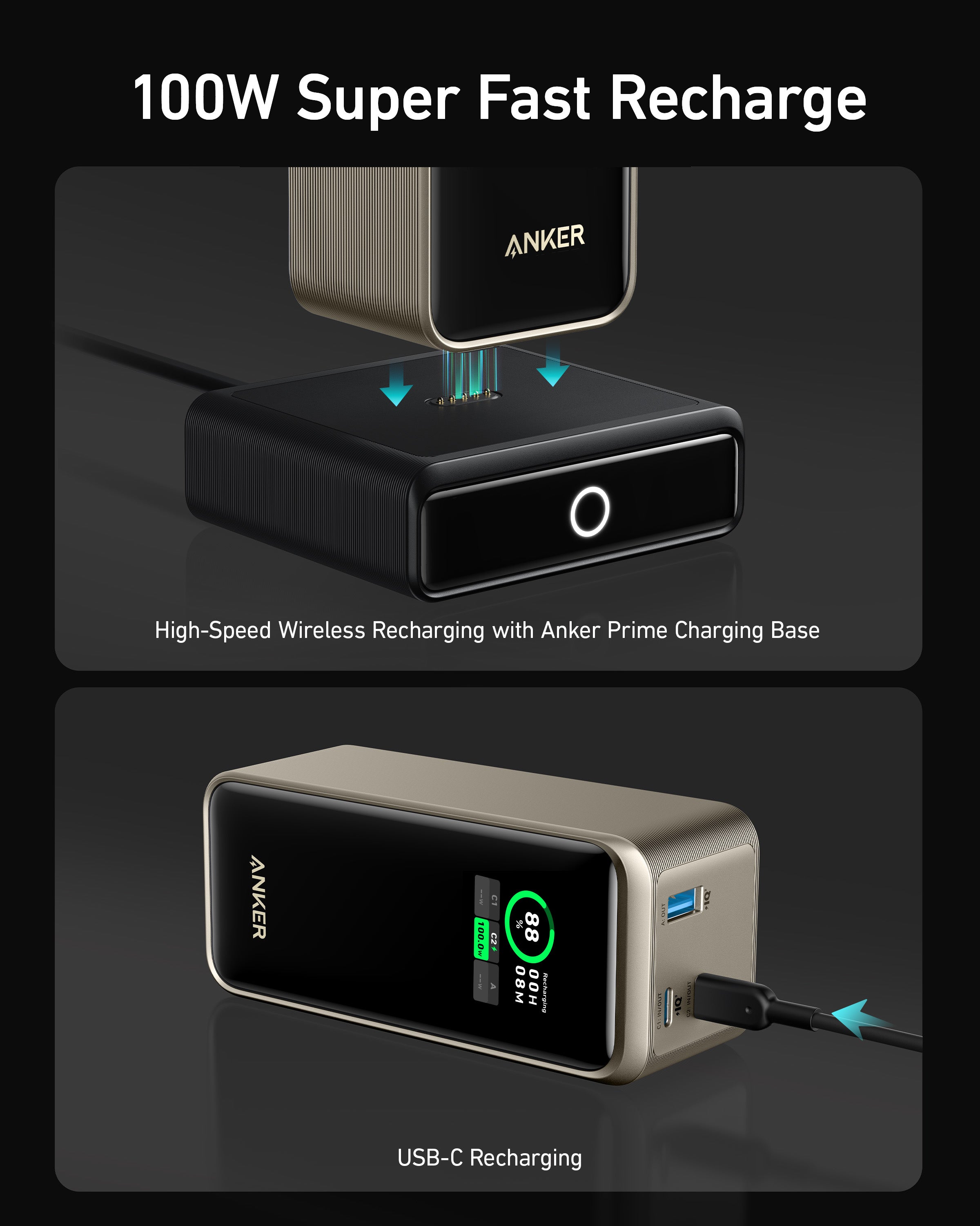 Anker Prime Power Bank 20000mAh 200W USB-C Portable Charger 3-Ports Battery  Pack