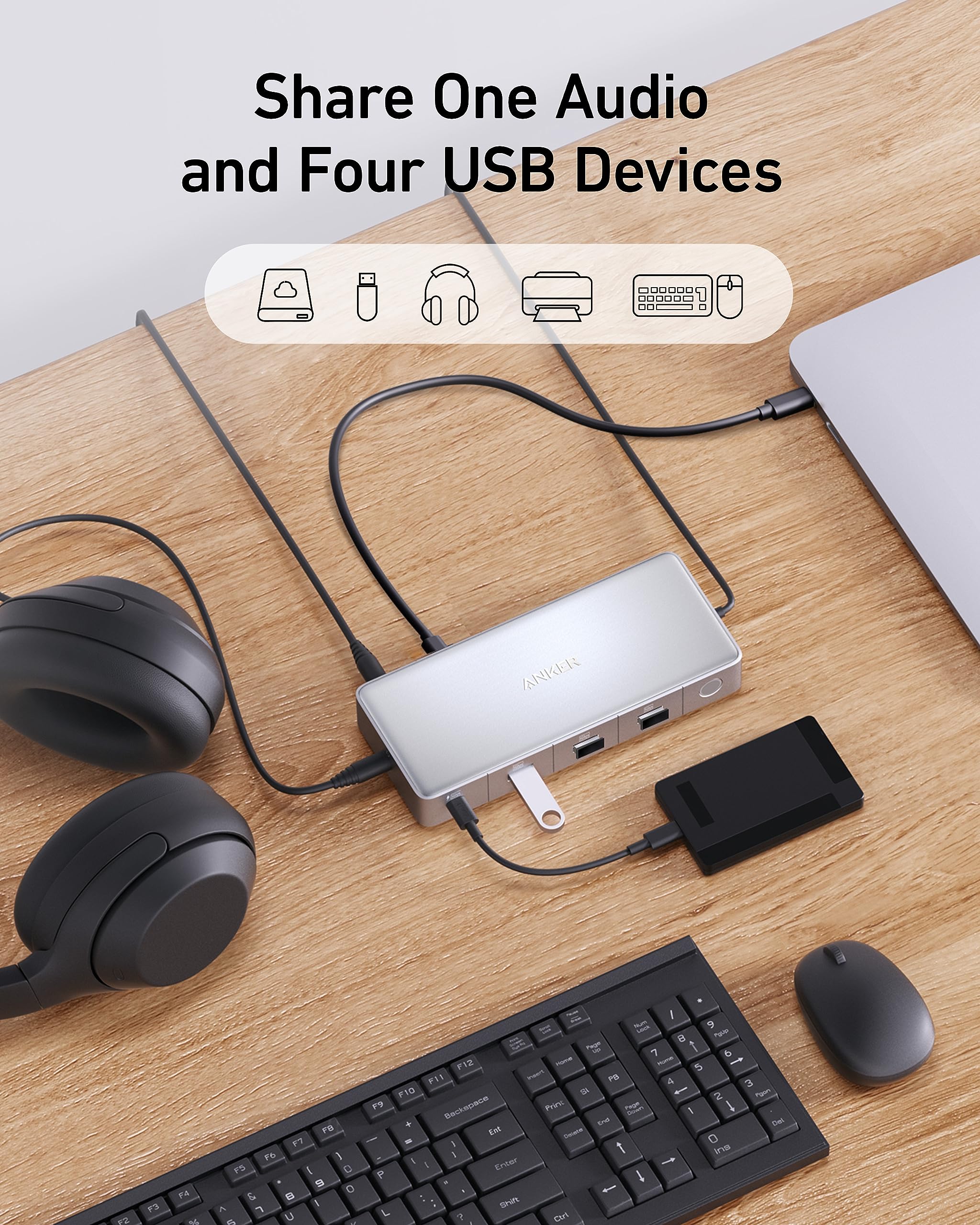 USB Switch 3.0, USB Switcher Share Keyboard Mouse with 2 Computers  Peripheral Switcher Adapter Hub for 4 USB Device with One-Button Swapping  Compatible with Mac/Windows/Linux 