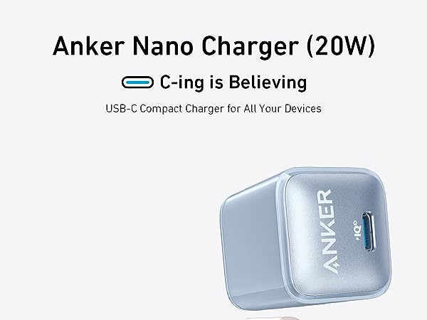 Anker Cargador USB C de 20 W con cable USB-C a Lightning de 3 pies,  cargador 511 (Nano Pro), cargador rápido compacto PD duradero, para iPhone  14/14