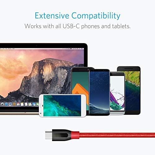 Câble USB C Anker PowerLine+ USB Type C de 90 cm en nylon tressé vers USB  3.0 Extra Solide avec une Pochette pour Appareils USB C (Samsung Galaxy S8  / S8+, S9