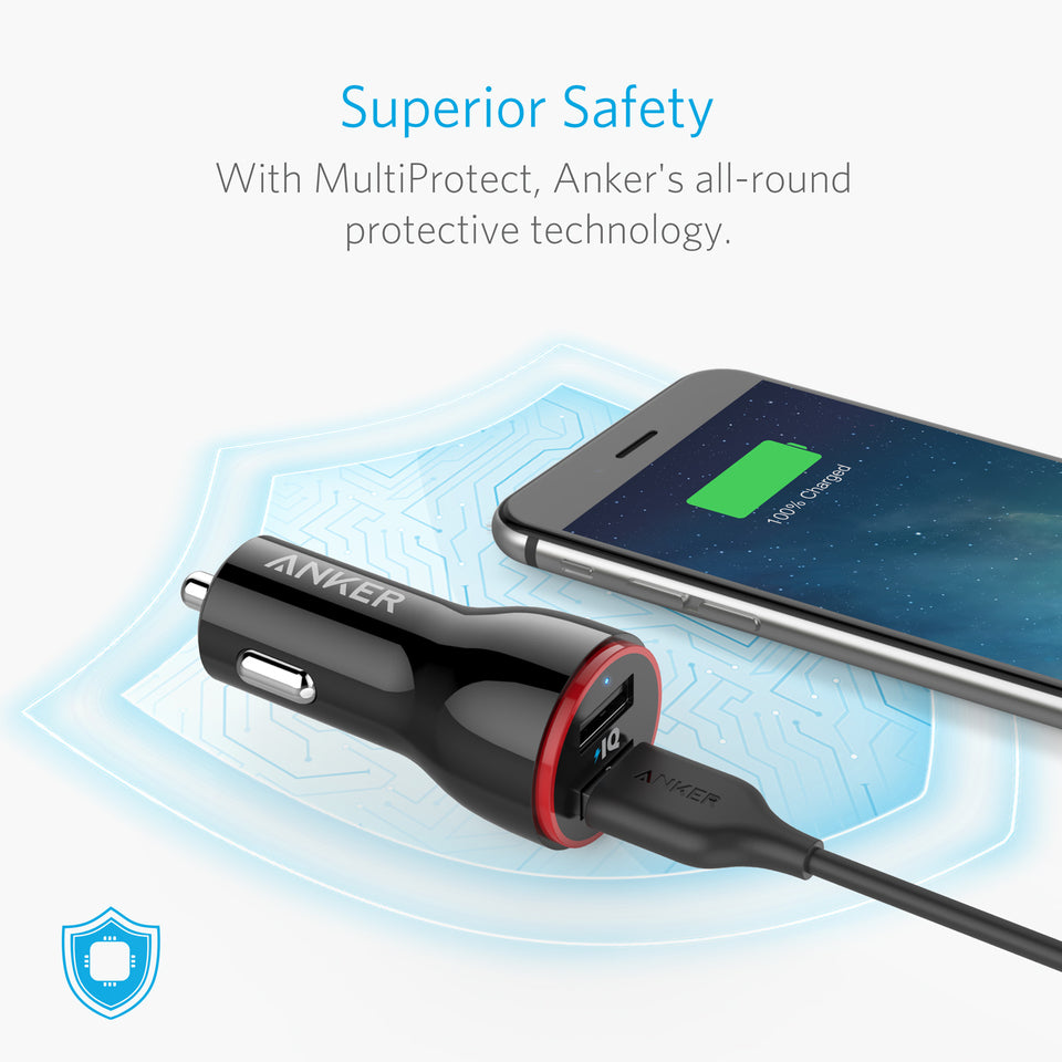 Anker PowerDrive 2 USB-Ladegerät (24W/4.8A 2-Port USB Kfz Ladegerät Power  IQ)