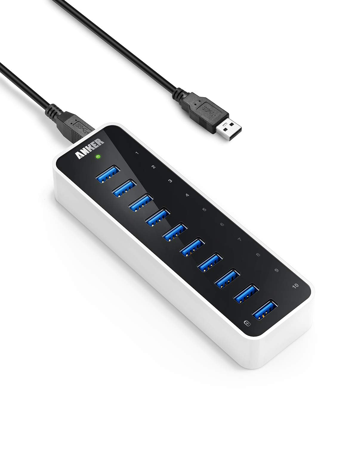 USB Hub Powered, 13 Multi-Port USB Hub with 10 USB 3.0 Ports, 2 IQ