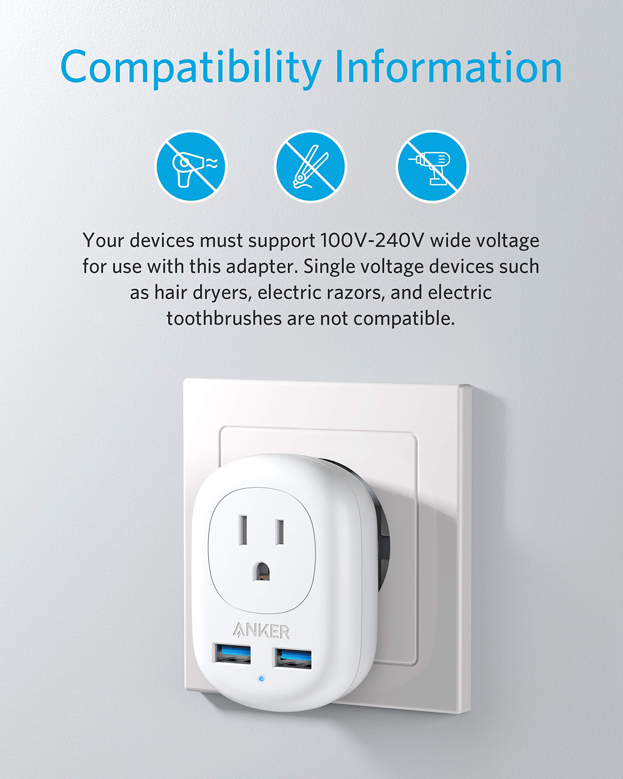 Power Plug Adapter with 4 Outlet 2/3 USB for US Travel to London British  Ireland