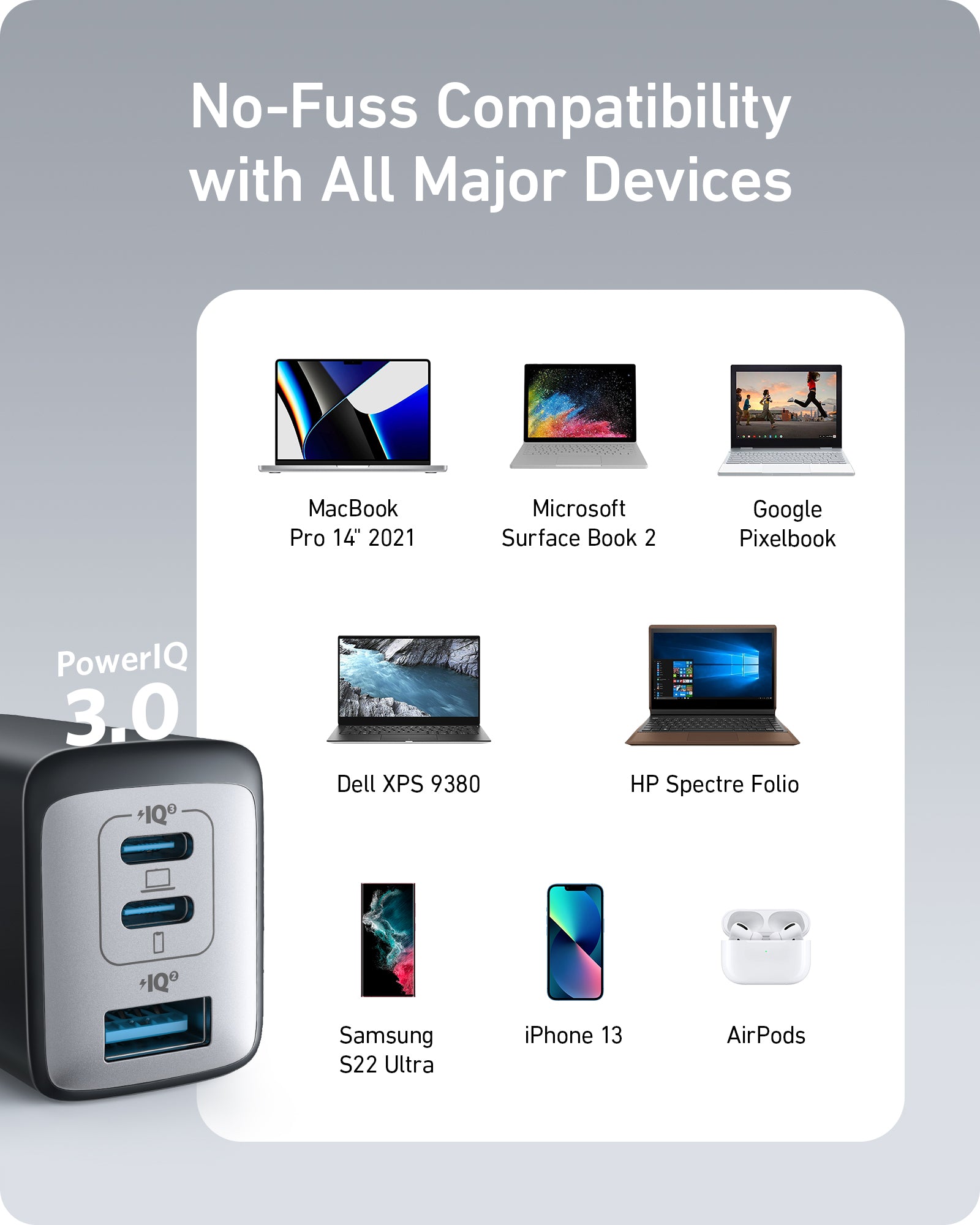  Anker Cargador USB C, cargador 735 (Nano II 65W), PPS de 3  puertos compacto y rápido plegable para MacBook Pro/Air, iPad Pro, Galaxy  S23, Dell XPS 13, Note 20/10+, iPhone 15/Pro