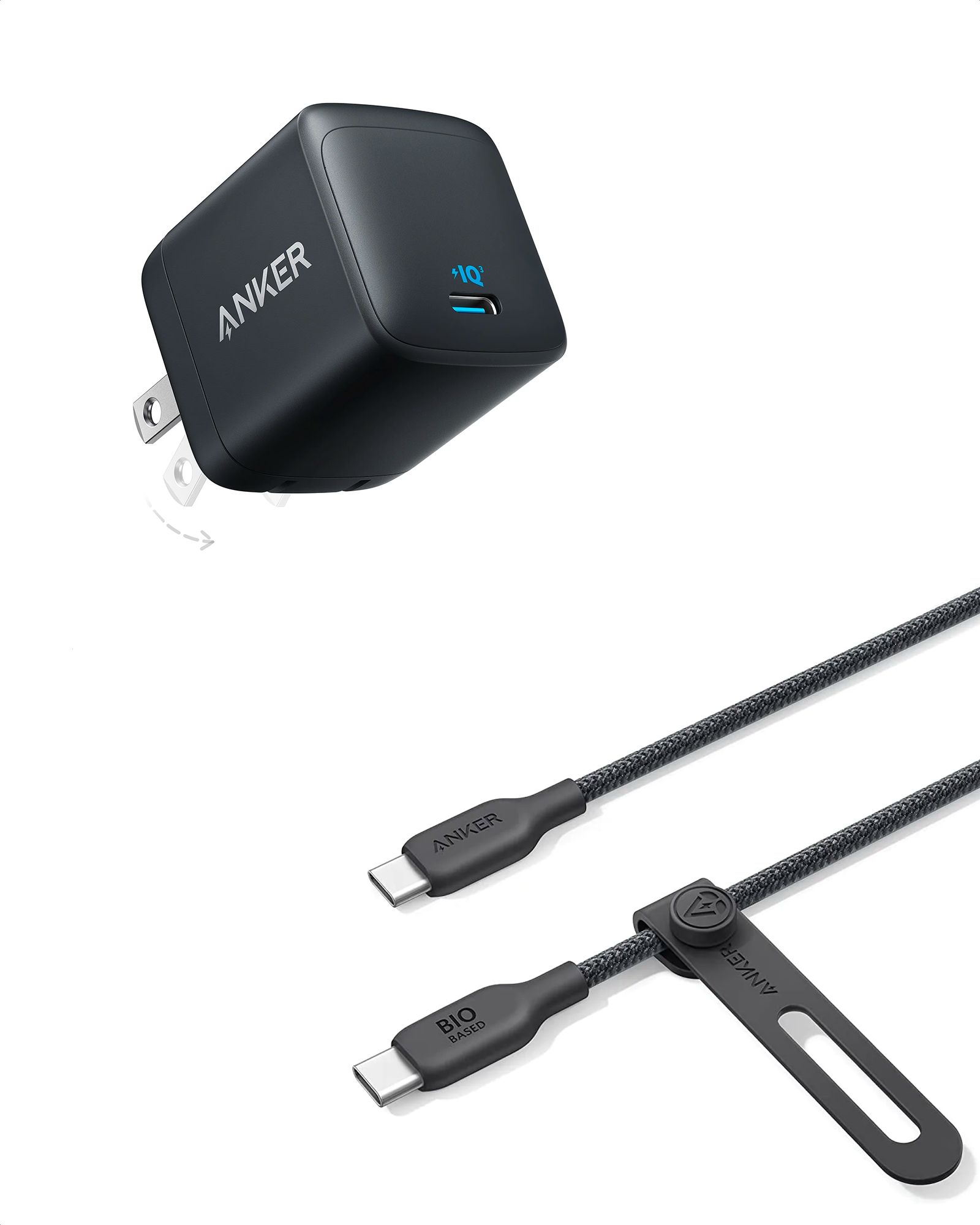 Anker <b>313</b> Charger (Ace, 45W) and Anker <b>543</b> USB-C to USB-C Cable (6 ft)