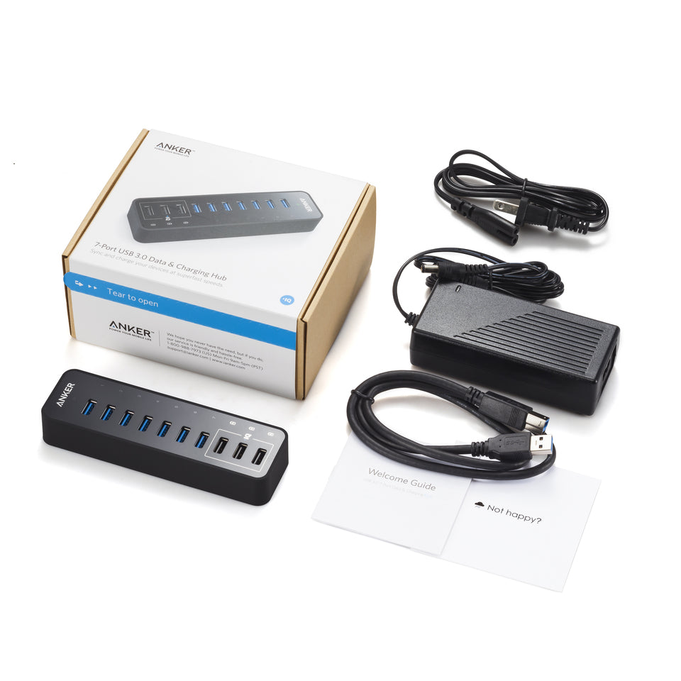 Anker 10 Port 60W Data Hub with 7 USB 3.0 Ports and 3 PowerIQ Charging