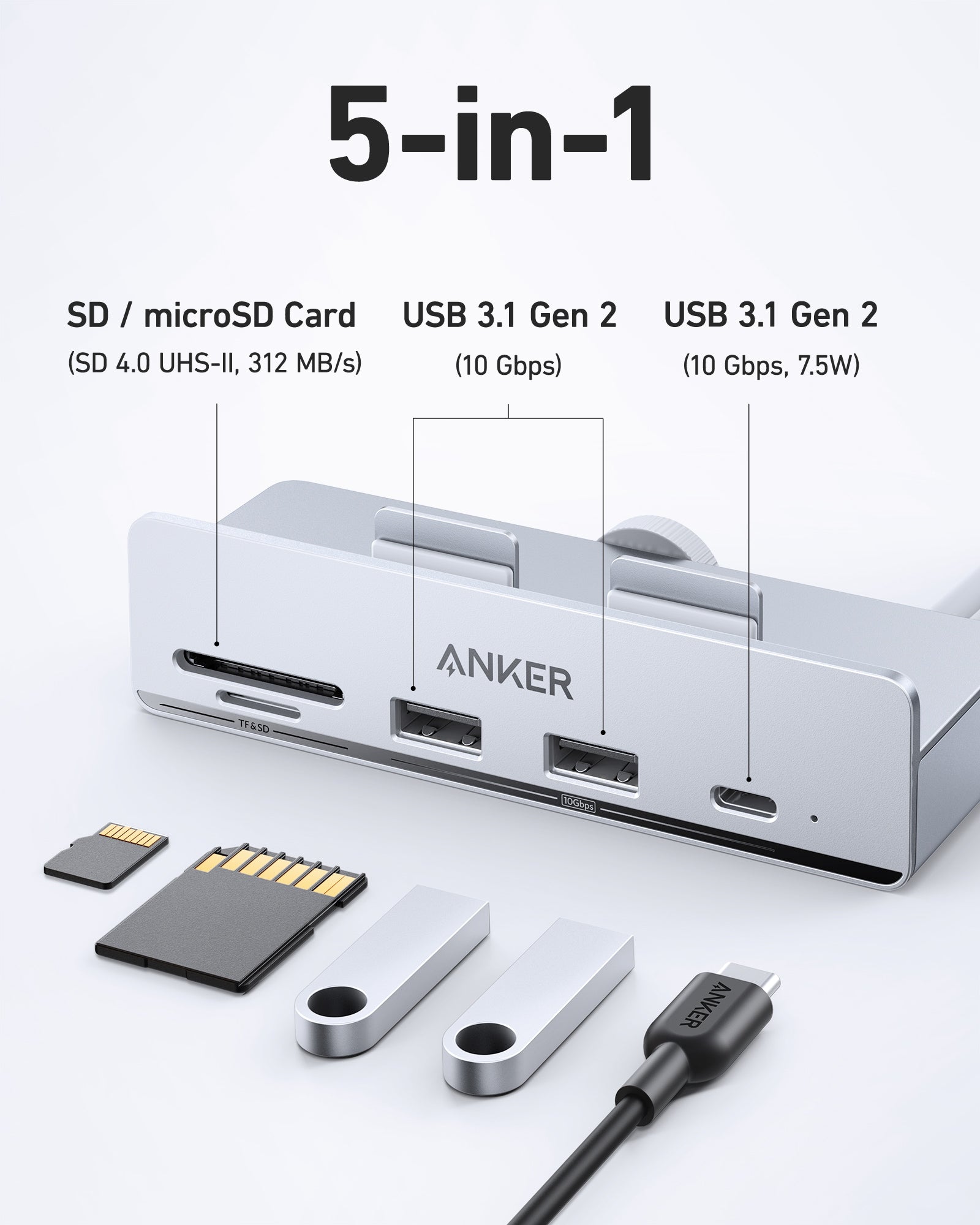 Anker, Premium 5-in-1 USB-C Hub 2A1H2M