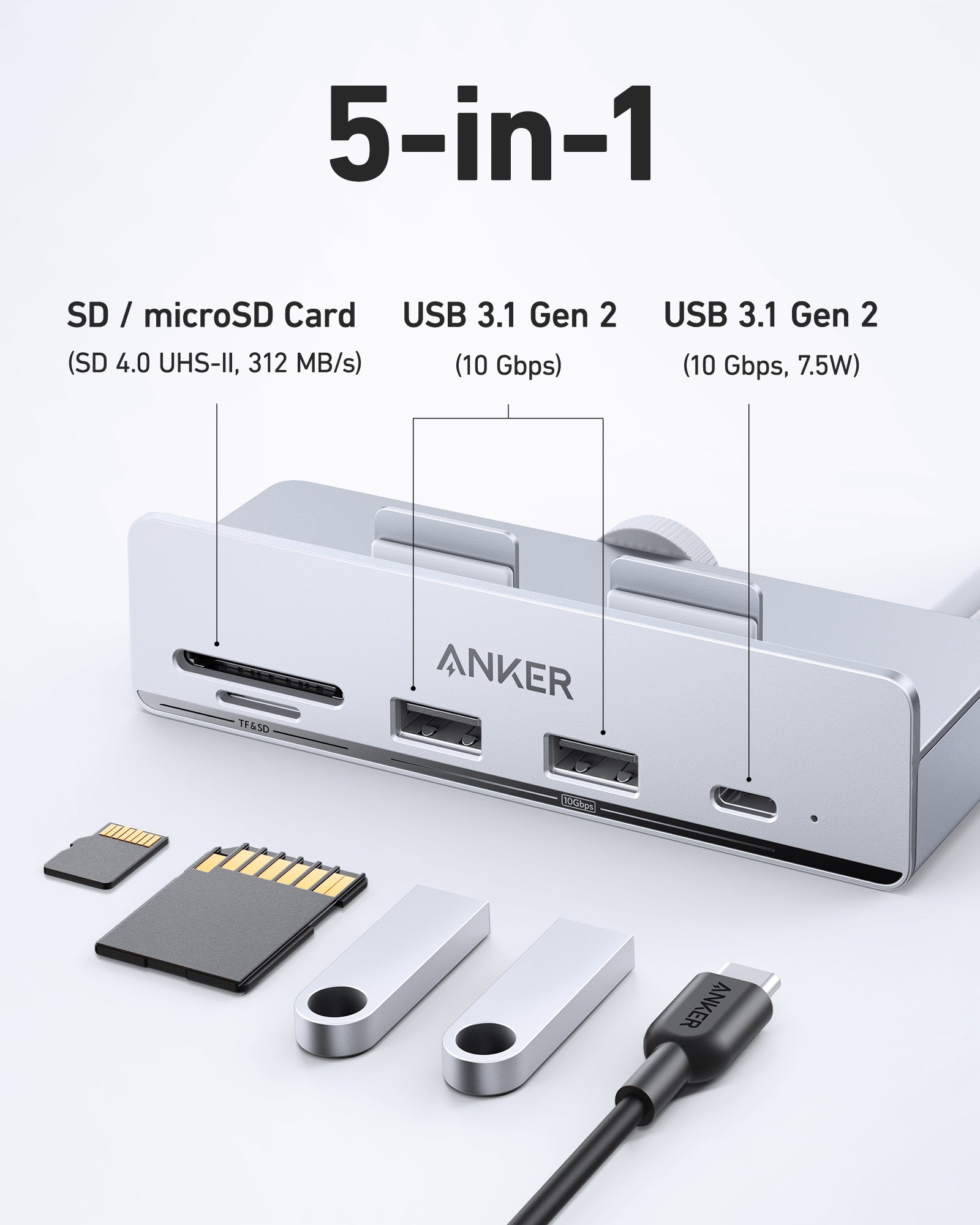 10Gbps 4 Ports Minisopuru USB C Hub For Macbook Air/Pro