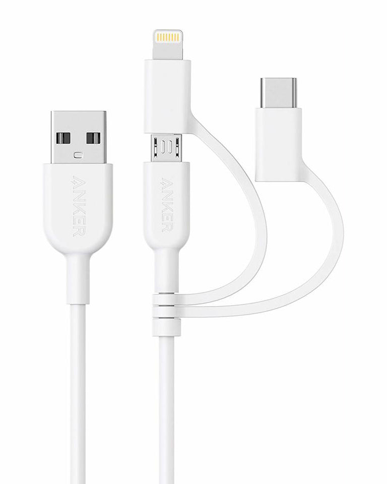 Anker <b>321</b> USB-A to Lightning Cable (3 ft 3-in-1)
