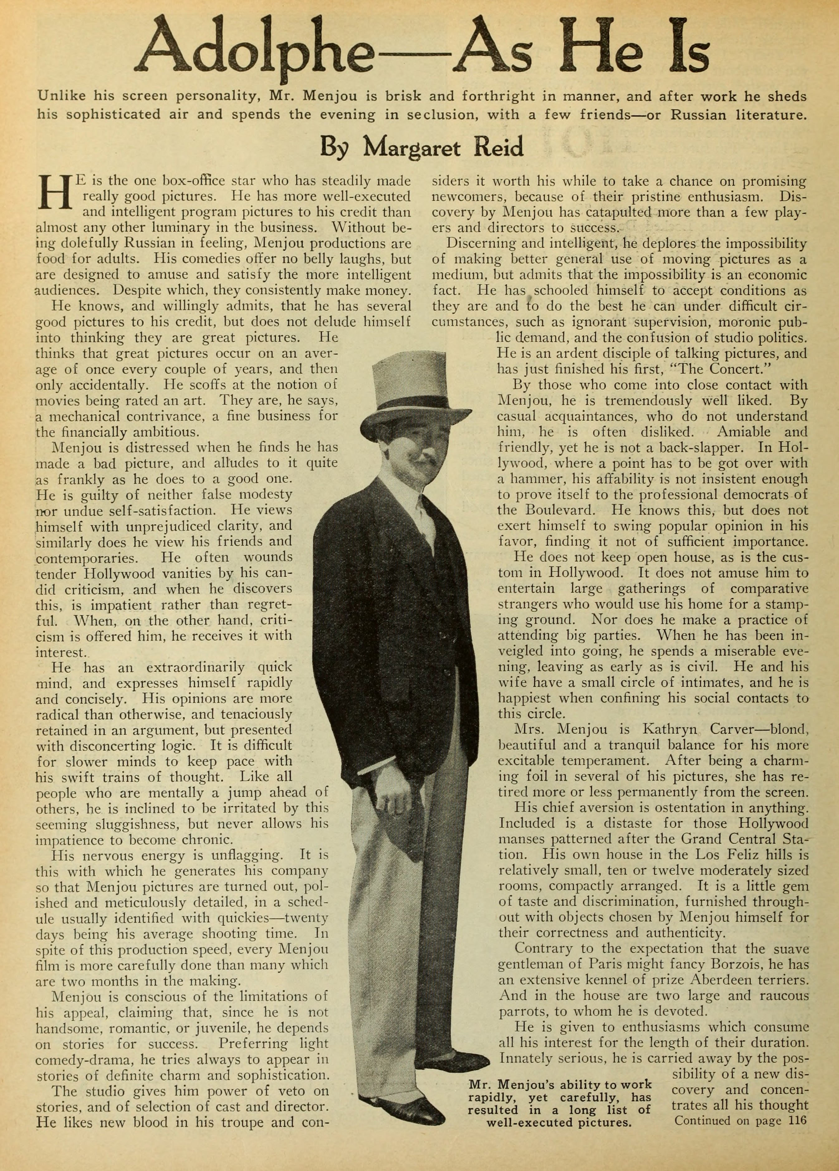 Adolphe Menjou — As He Is (1929) | www.vintoz.com
