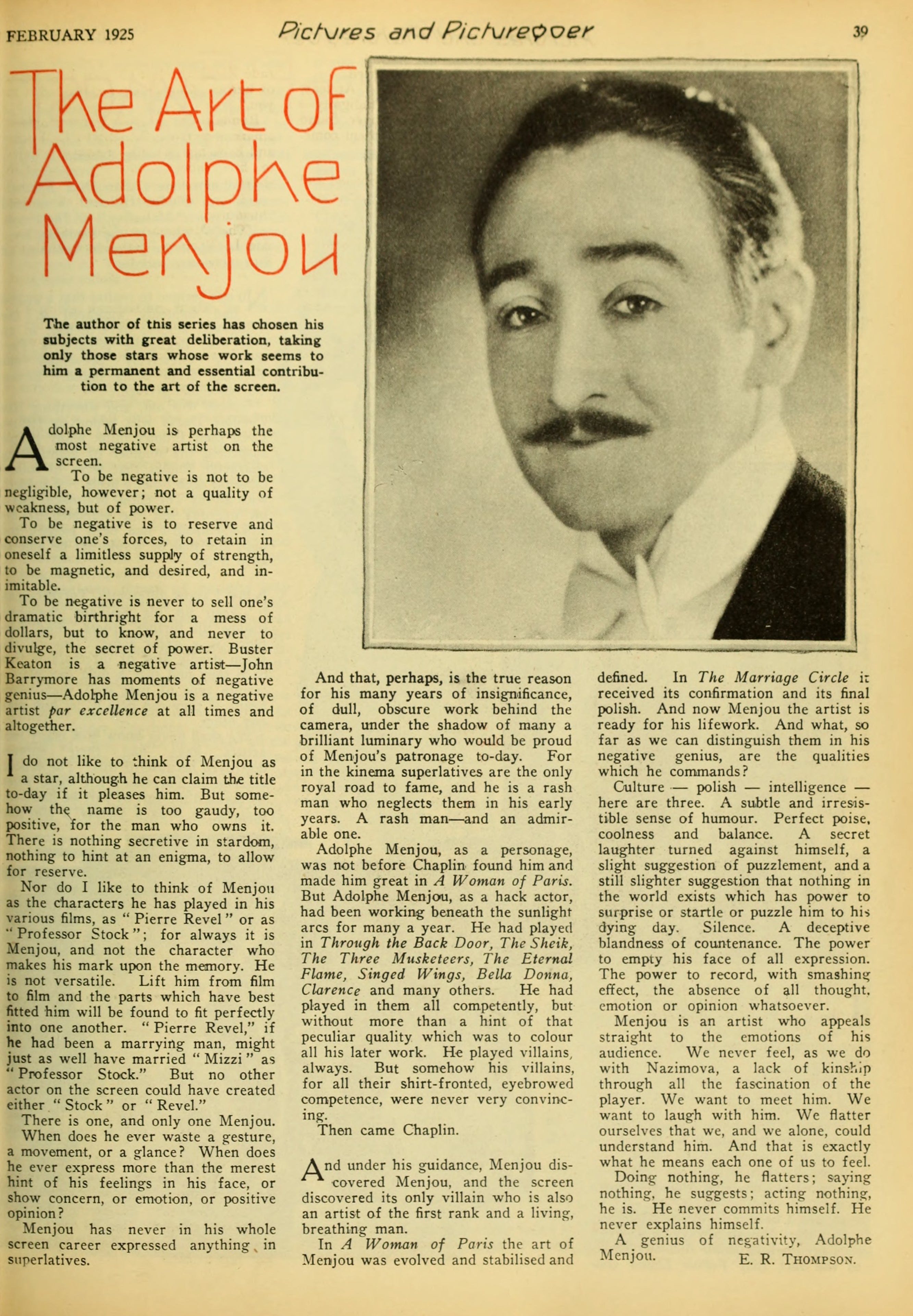 The Art of Adolphe Menjou (1925) | www.vintoz.com