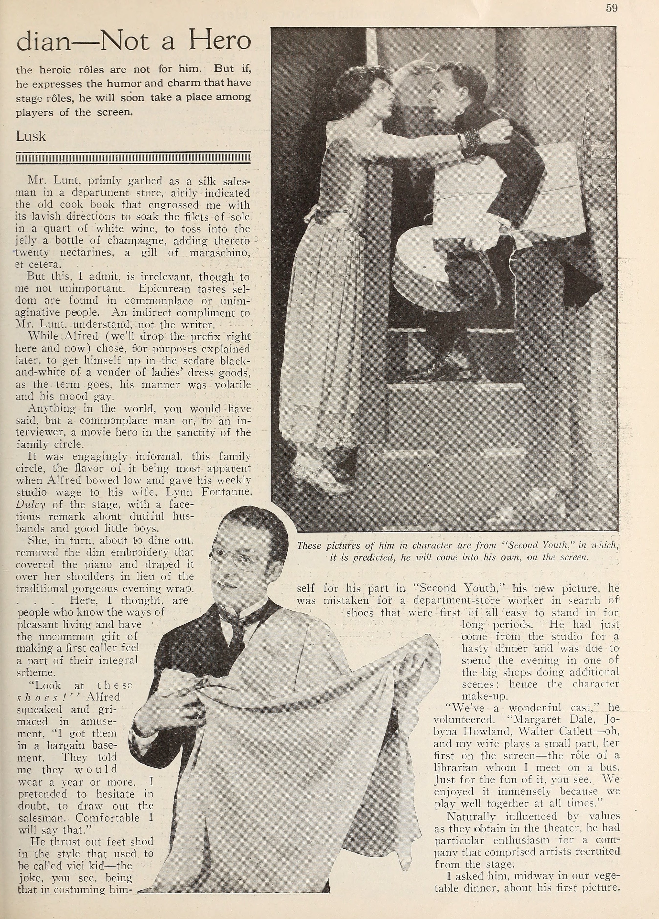 Alfred Lunt — A Comedian — Not a Hero (1923) | www.vintoz.com