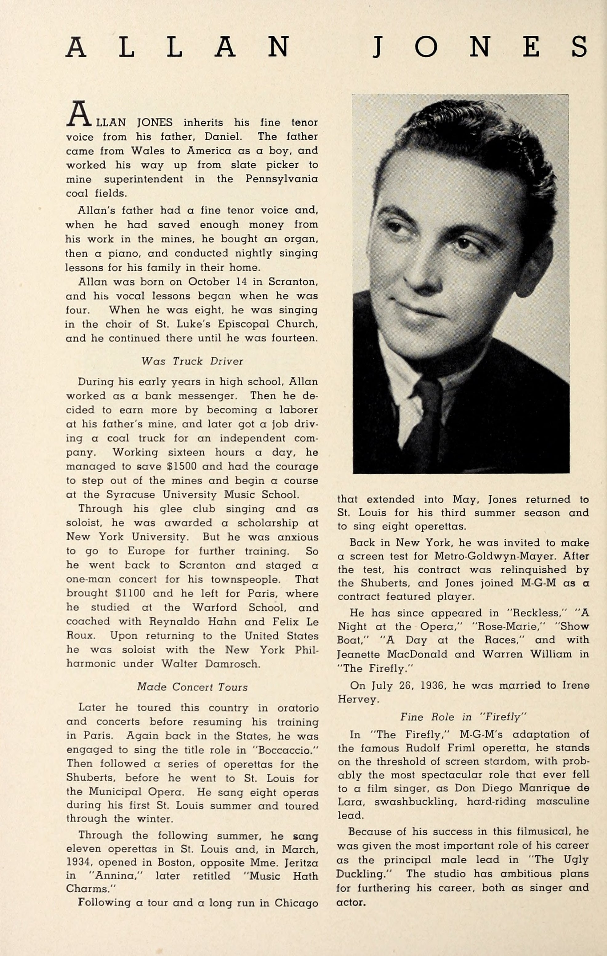 Allan Jones (Who’s Who at MGM, 1937) | www.vintoz.com