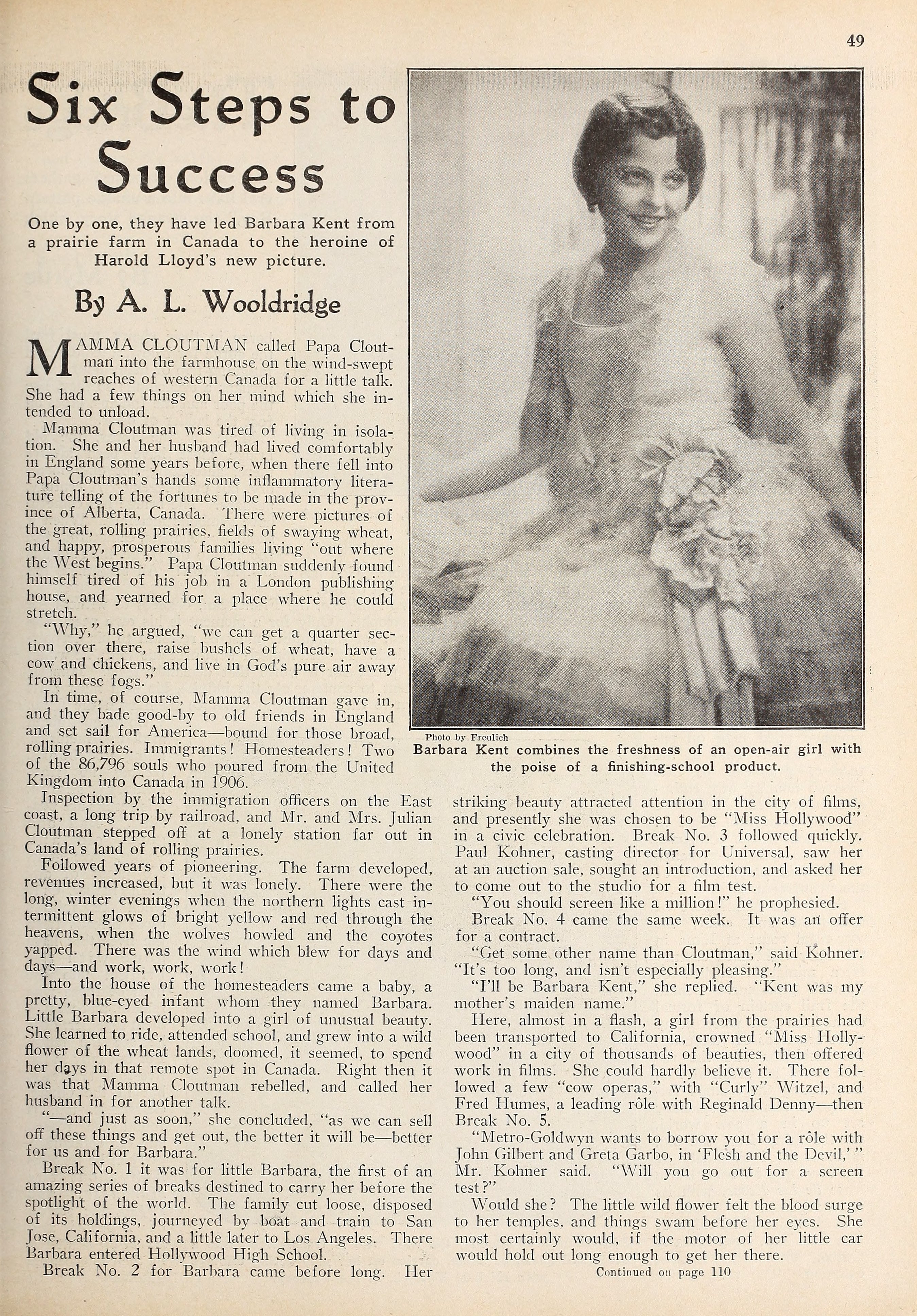 Barbara Kent — Six Steps to Success (1929) | www.vintoz.com
