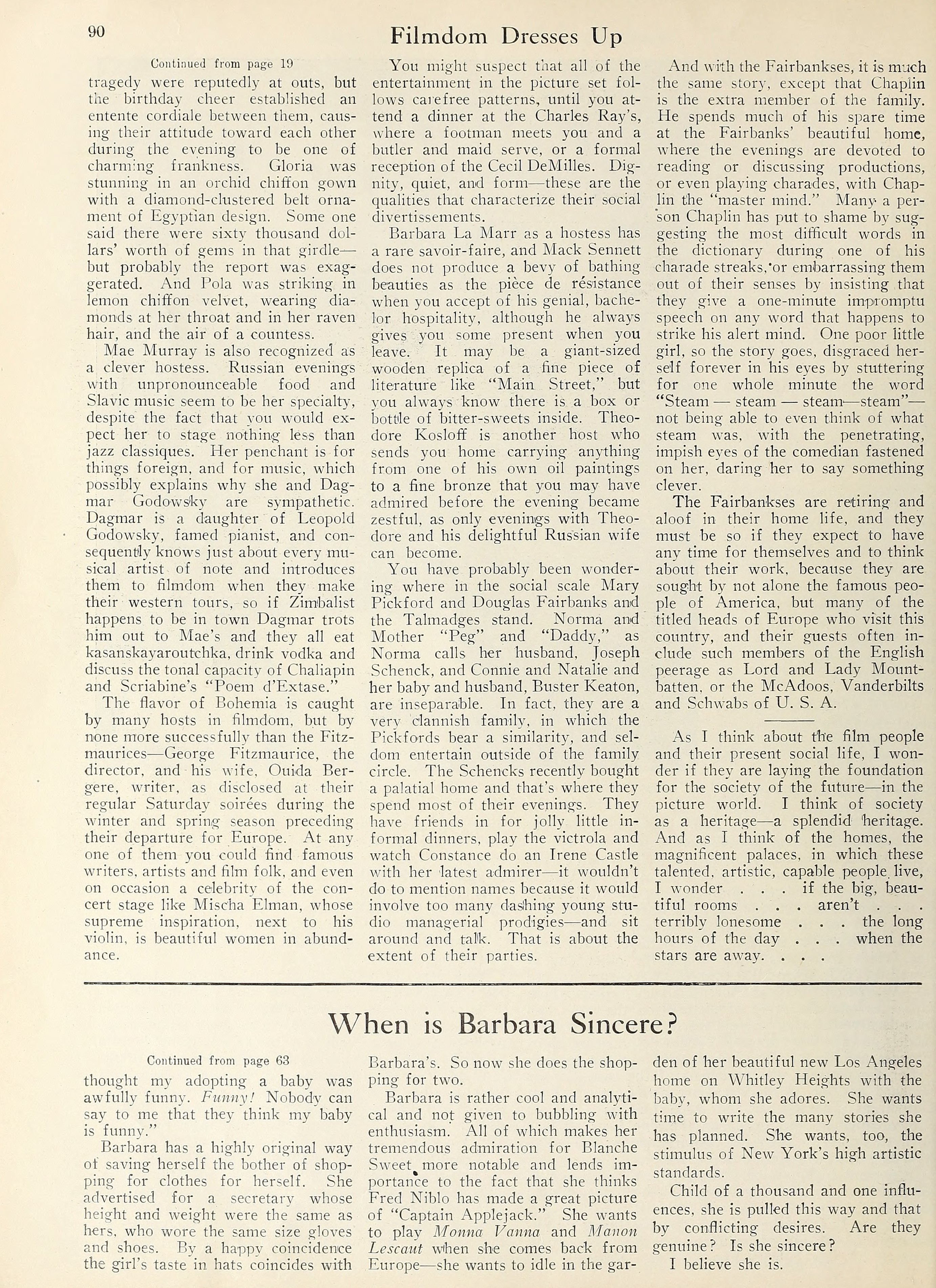 Filmdom Dresses Up | Barbara La Marr — When is Barbara Sincere? | 1923 | www.vintoz.com