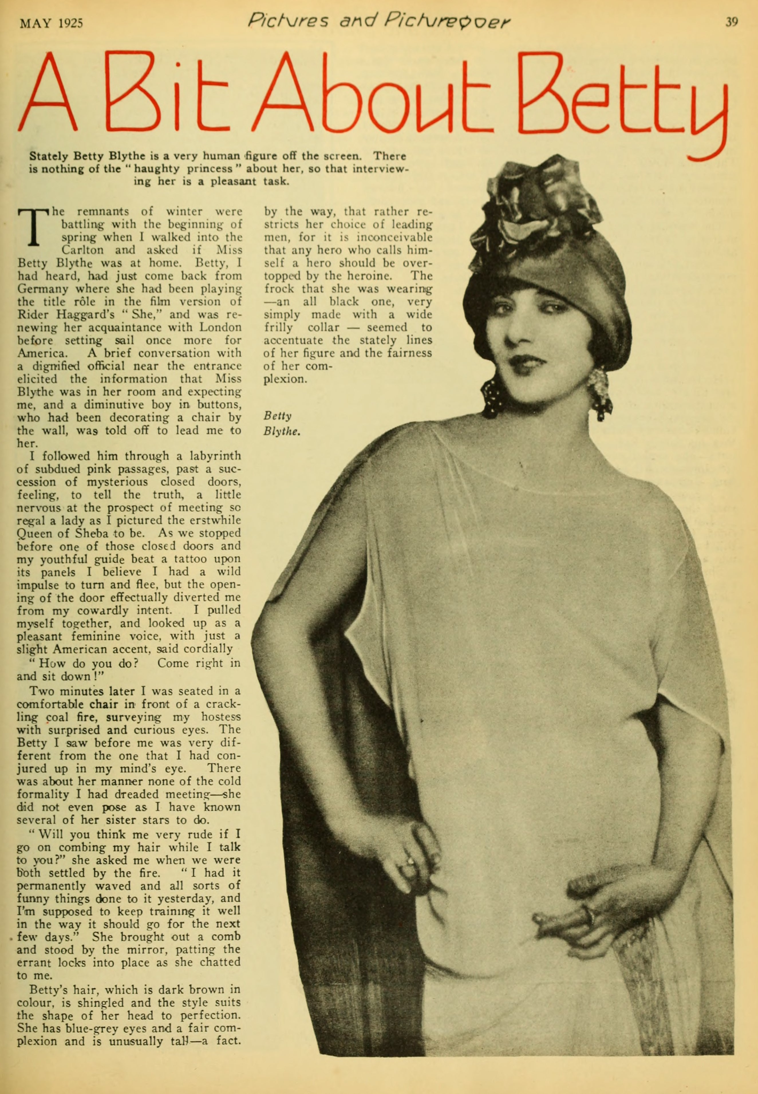 Betty Blythe — A Bit About About Betty (1925) | www.vintoz.com