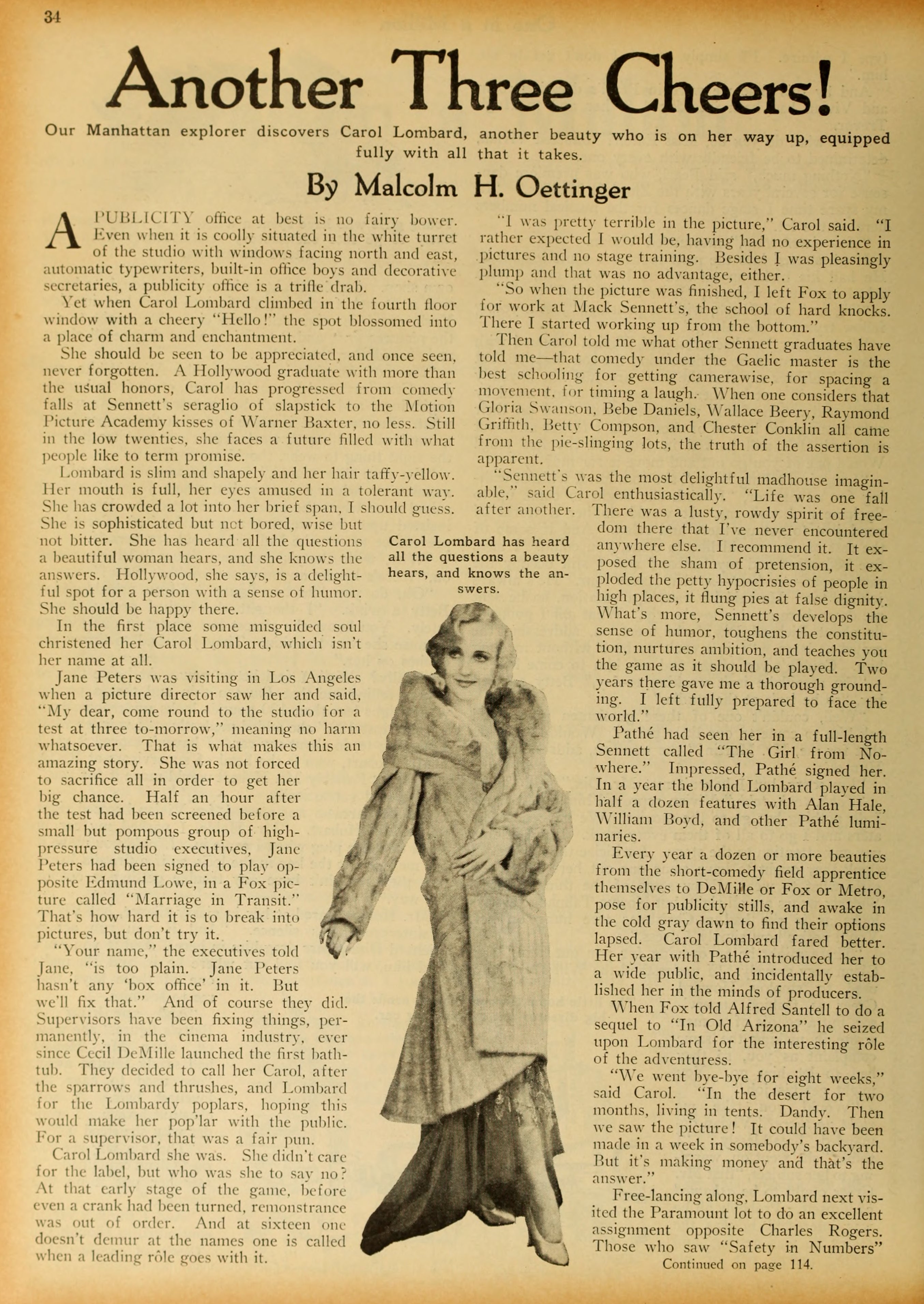 Carole Lombard — Another Three Cheers! (1930) | www.vintoz.com