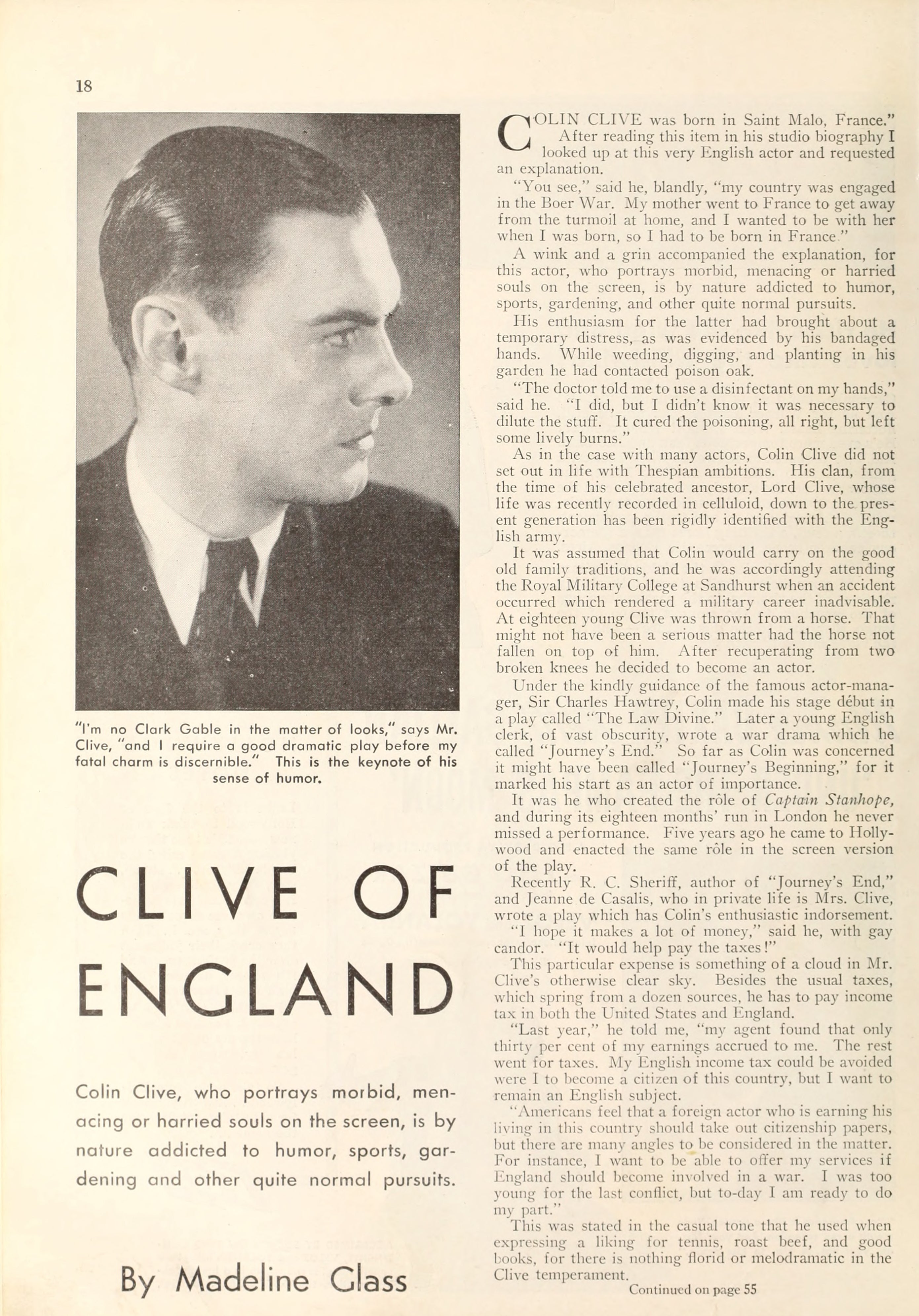 Colin Clive — Clive of England (1935) | www.vintoz.com