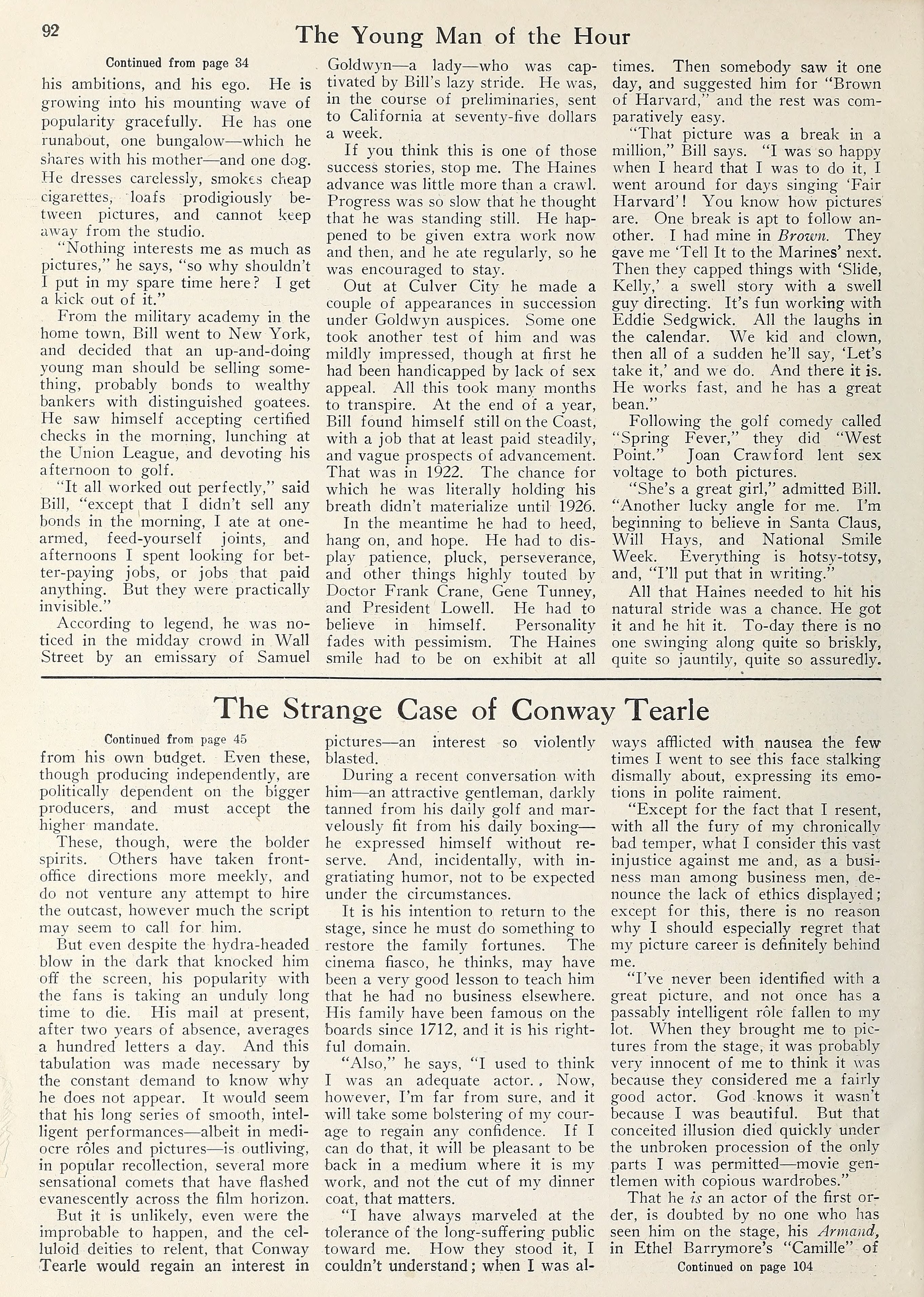 William Haines — The Young Man of the Hour | The Strange Case of Conway Tearle | 1928 | www.vintoz.com