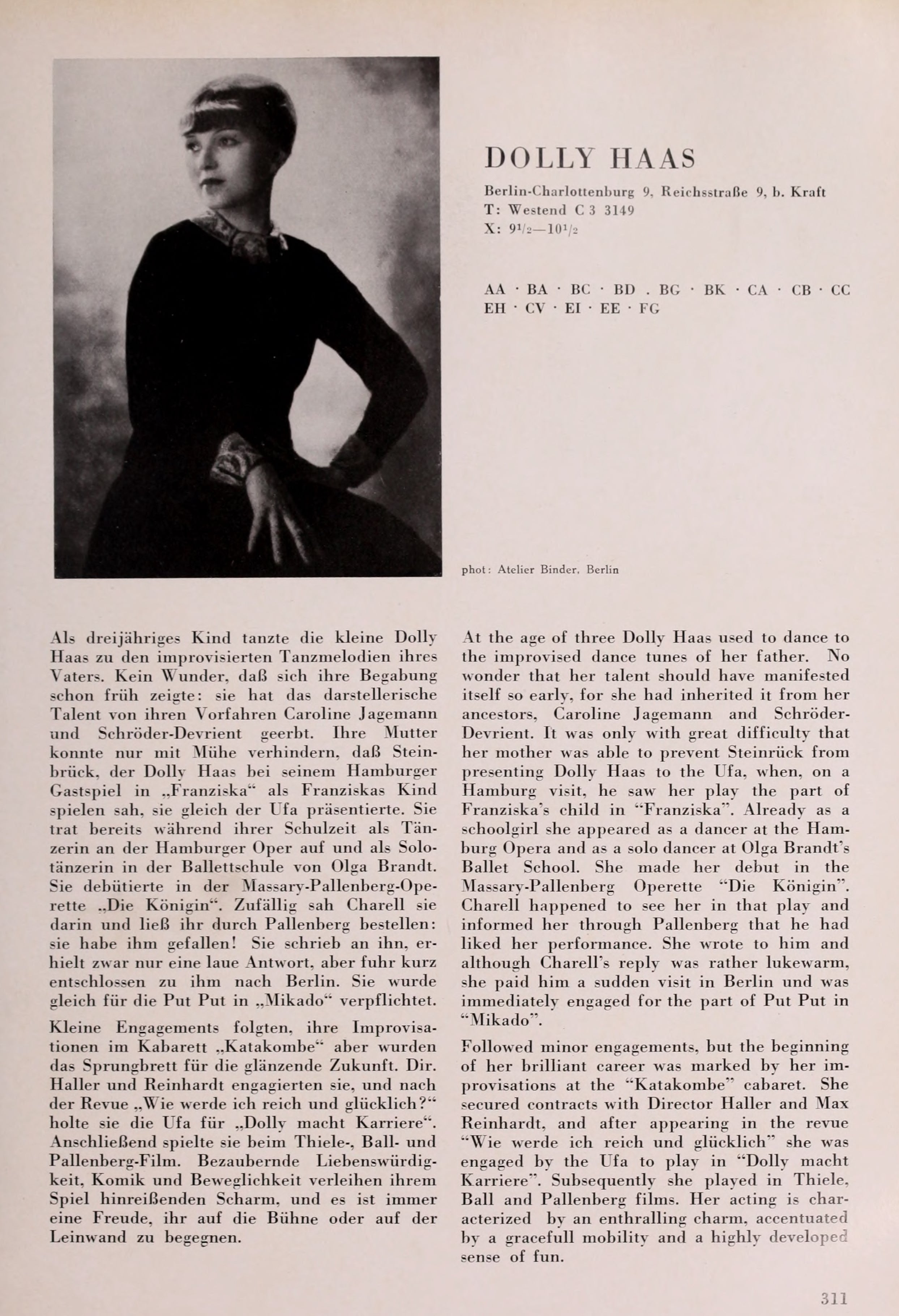 Dolly Haas (Universal Filmlexikon, 1932) | www.vintoz.com