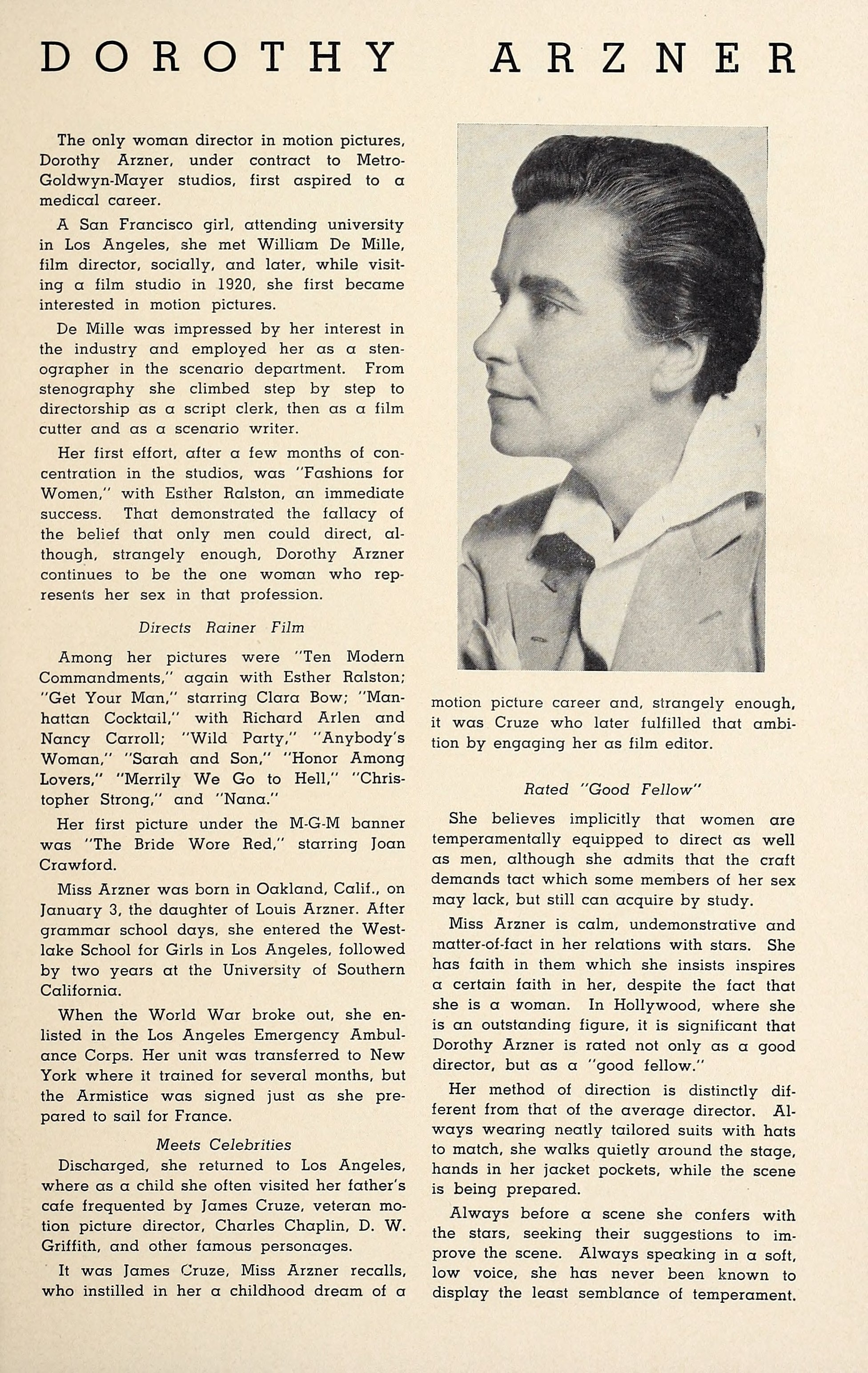 Dorothy Arzner (Who’s Who at MGM, 1937) | www.vintoz.com