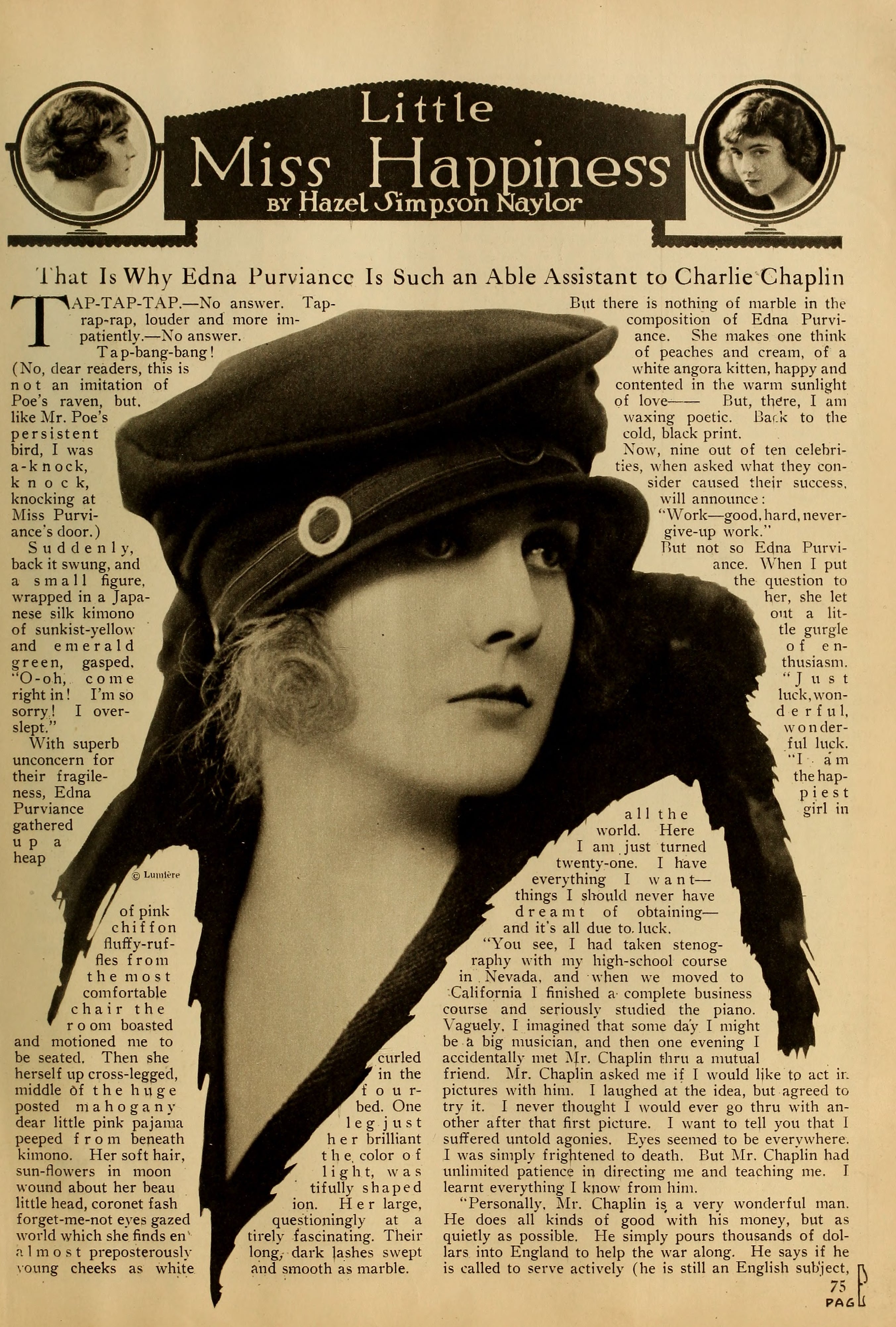 Edna Purviance — Little Miss Happiness (1918) | www.vintoz.com