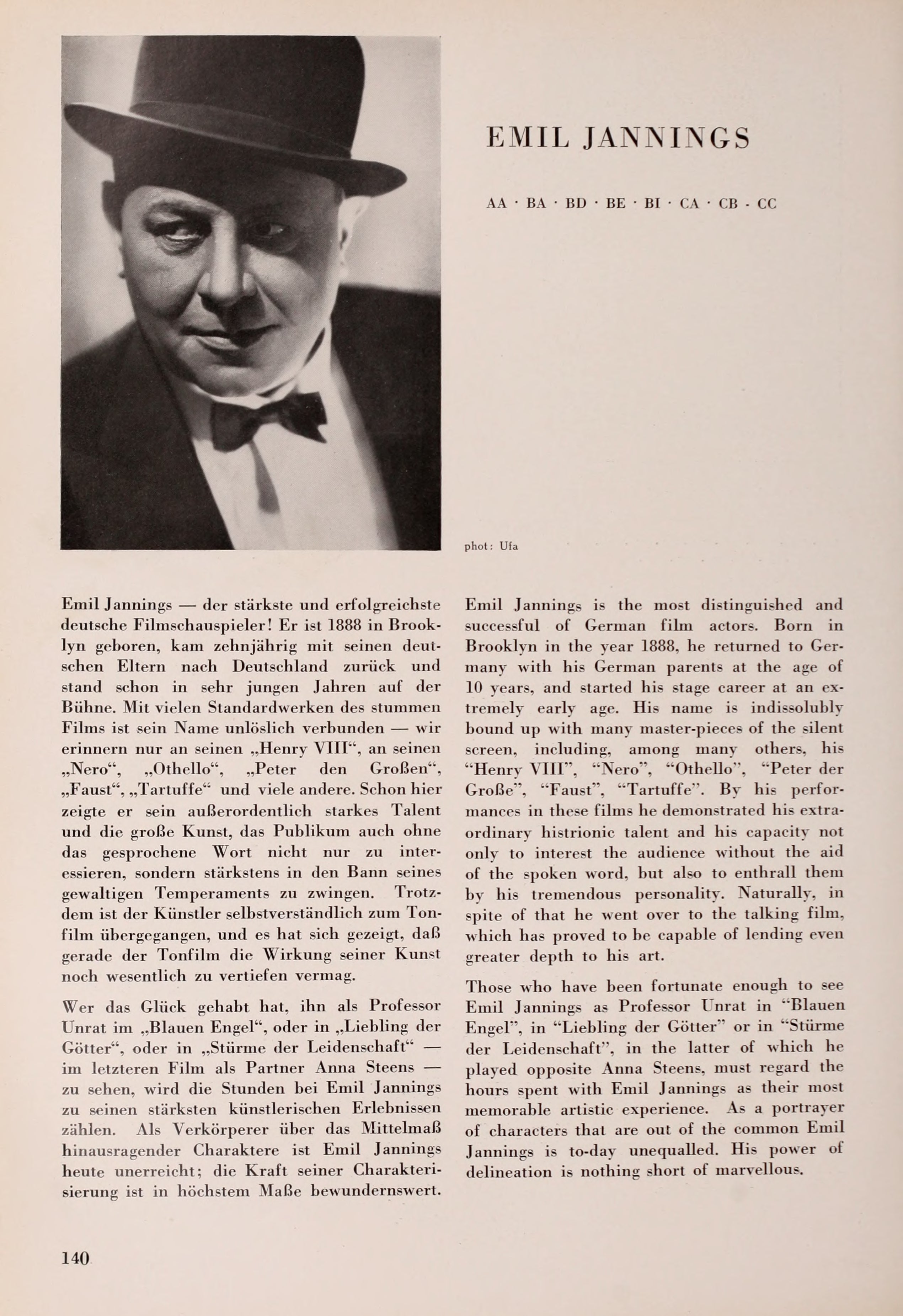 Emil Jannings (Universal Filmlexikon — 1932) | www.vintoz.com
