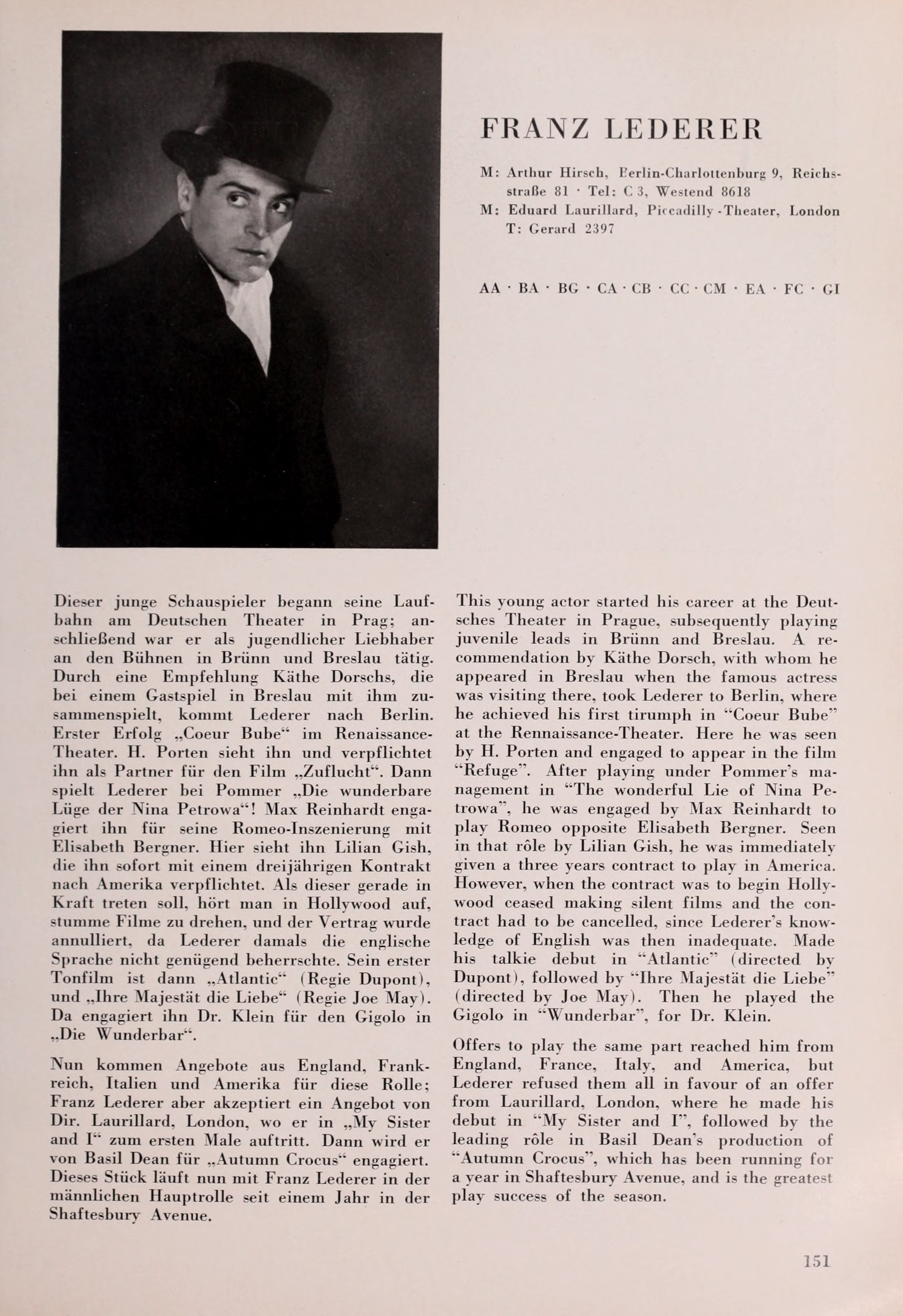 Francis Lederer (Universal Filmlexikon — 1932) | www.vintoz.com