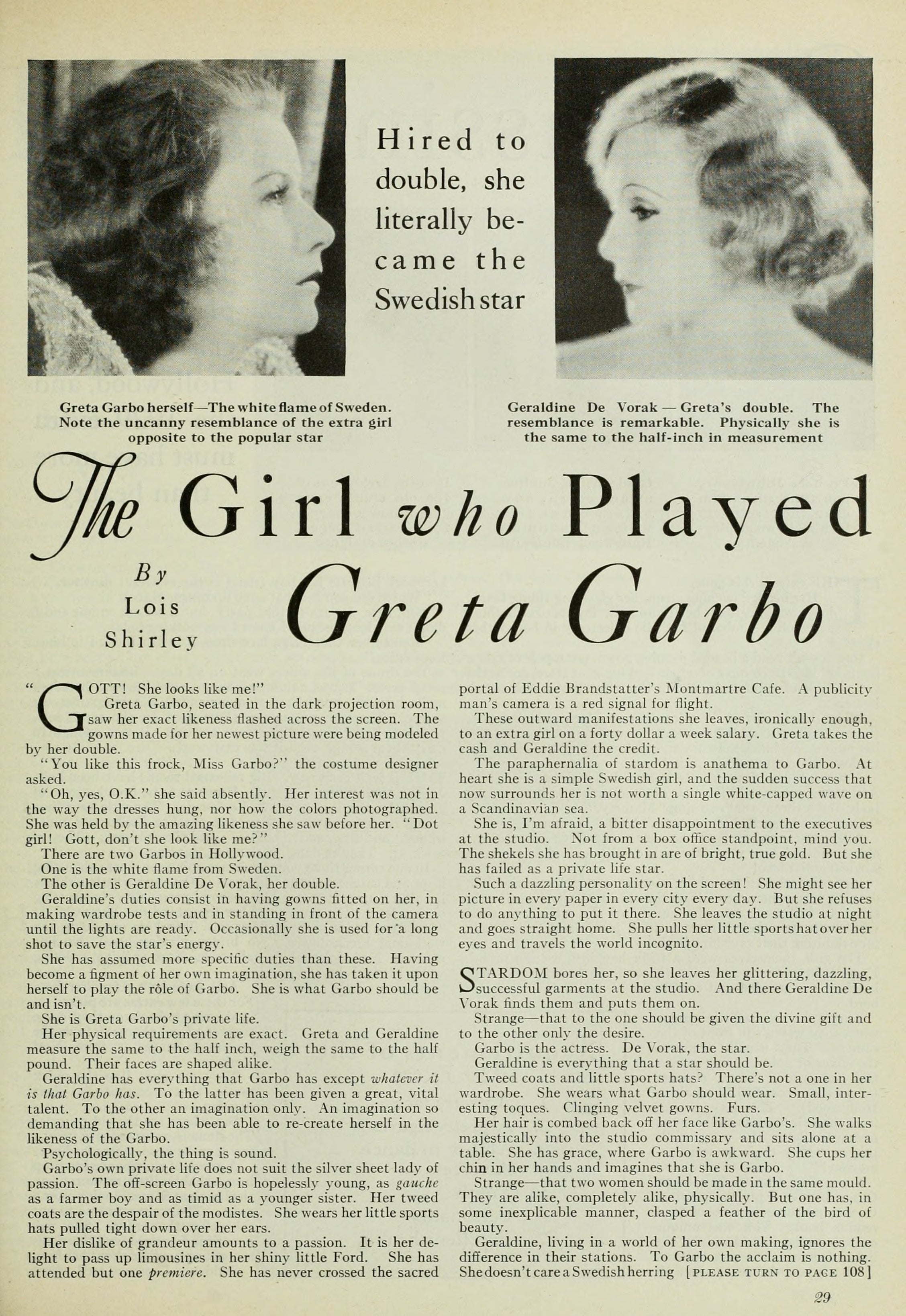 Geraldine Dvorak — The Girl Who Played Greta Garbo (1929) | www.vintoz.com