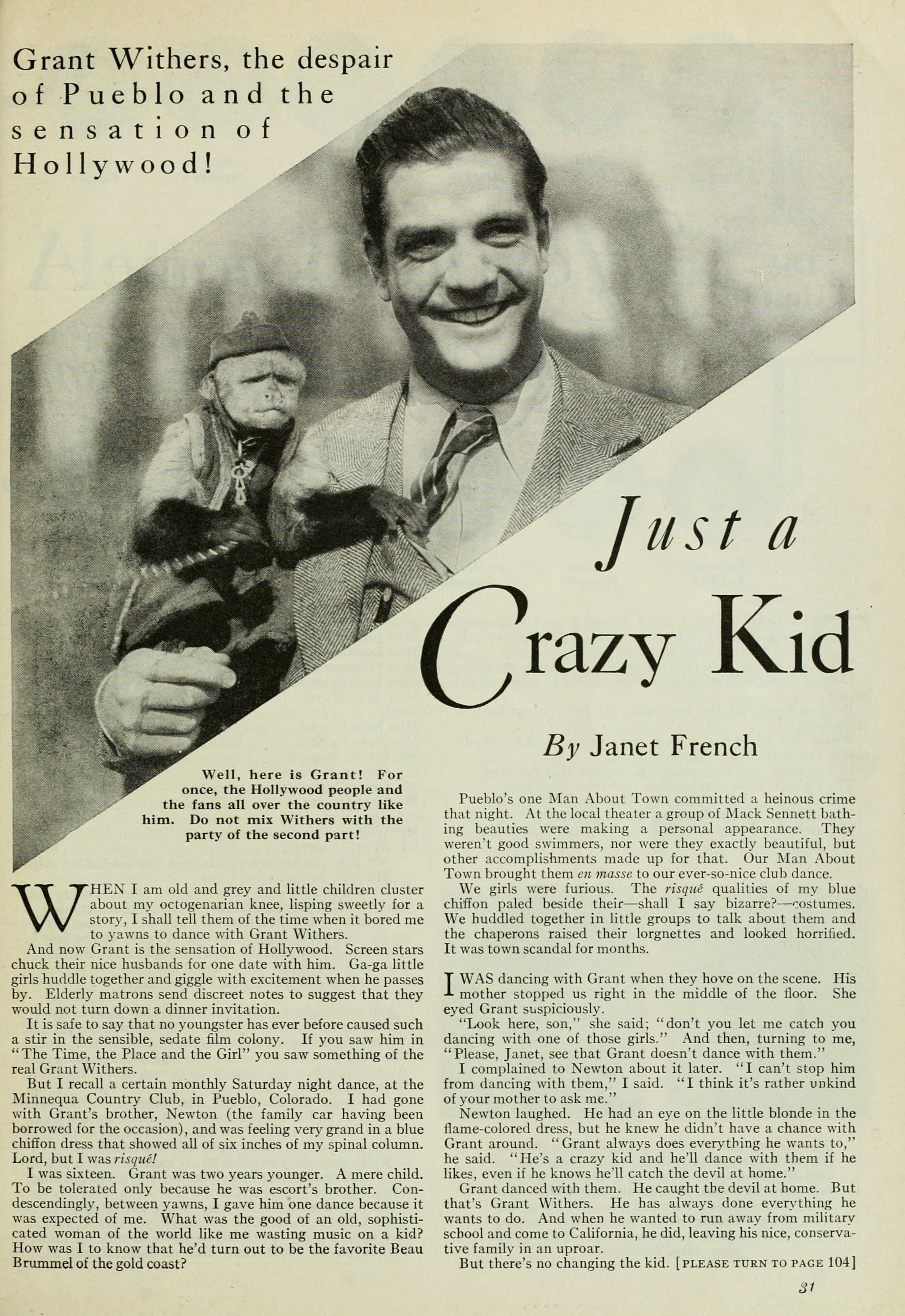 Grant Withers — Just a Crazy Kid (1929) | www.vintoz.com