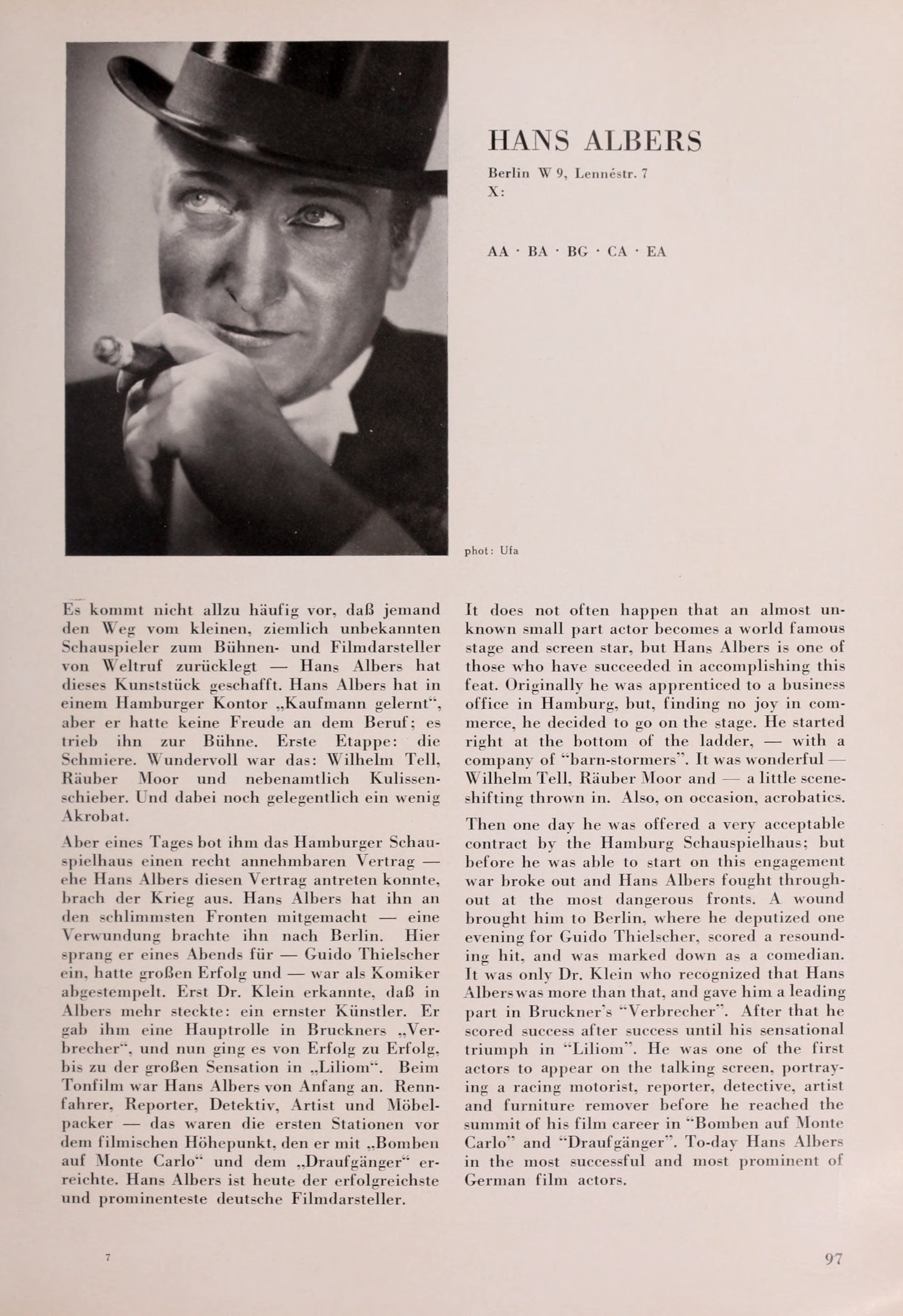 Hans Albers (Universal Filmlexikon, 1932) | www.vintoz.com
