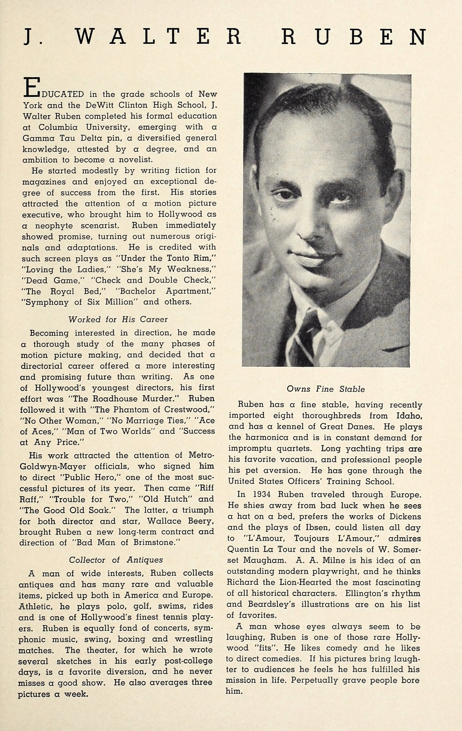 J. Walter Ruben (Who’s Who at MGM, 1937) | www.vintoz.com