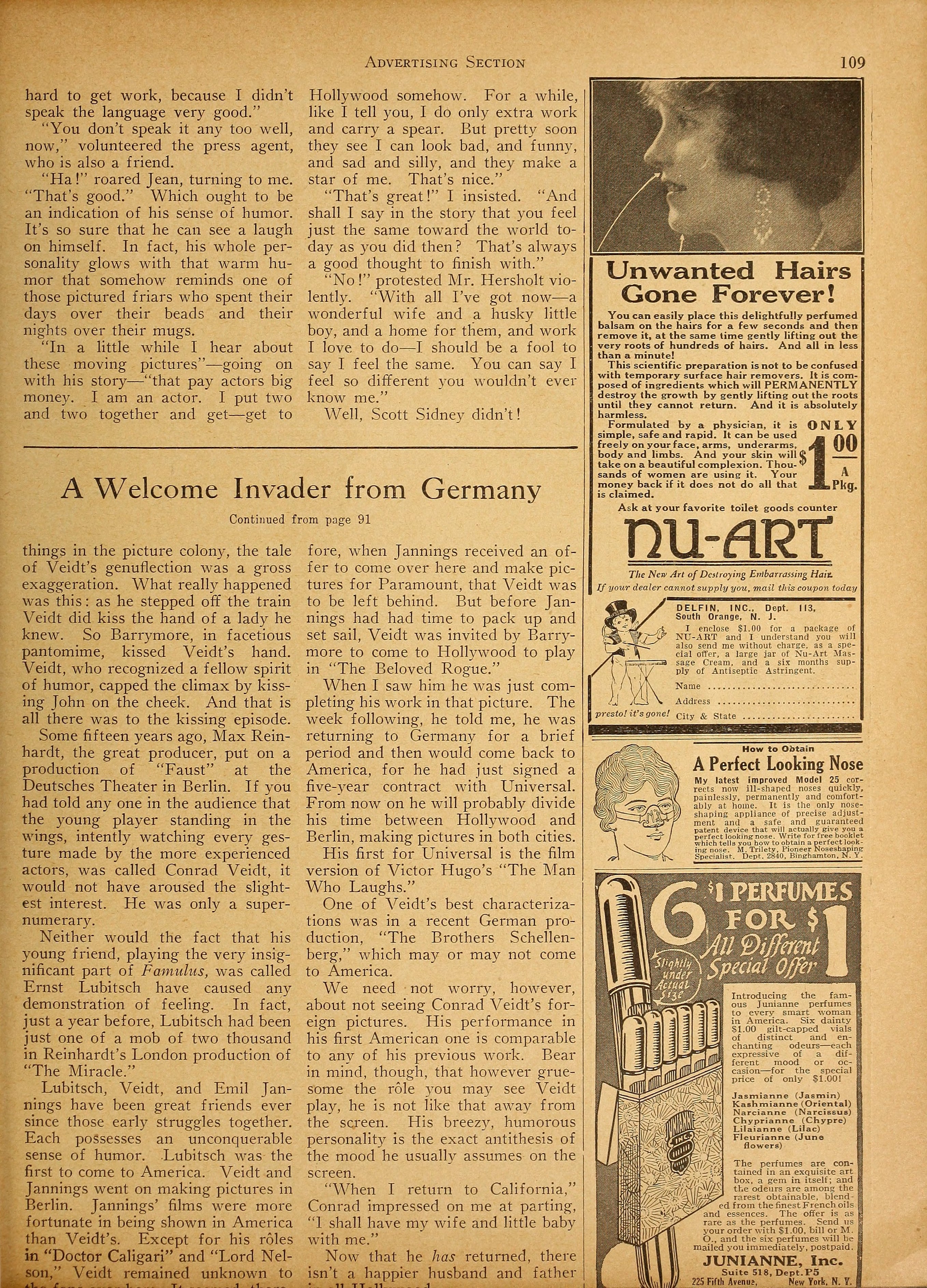 Jean Hersholt — How “Dutch” Became Mr. Hersholt (1927) | Conrad Veidt — A Welcome Invader from Germany (1927) | www.vintoz.com
