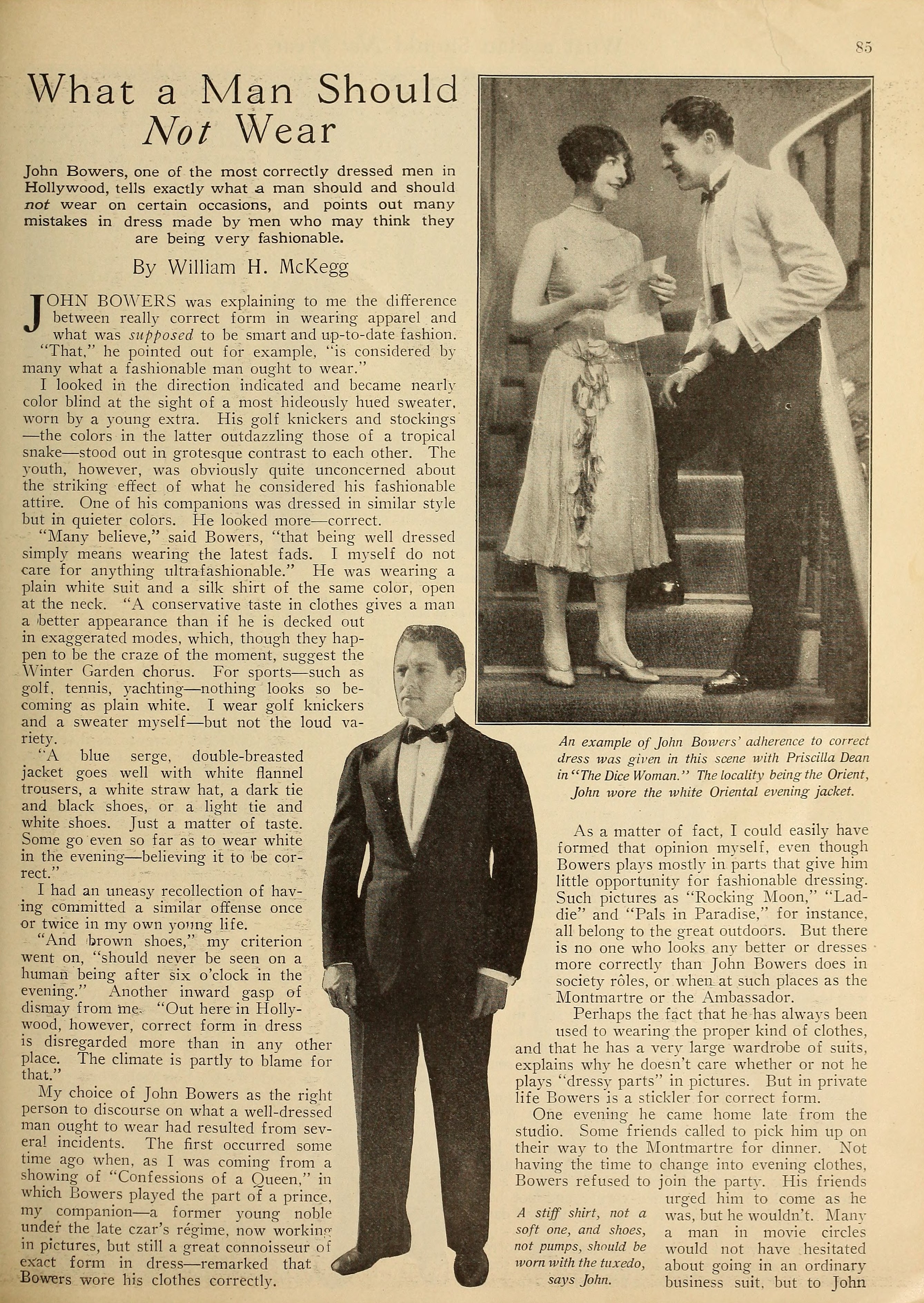 John Bowers — What a Man Should Not Wear (1927) | www.vintoz.com