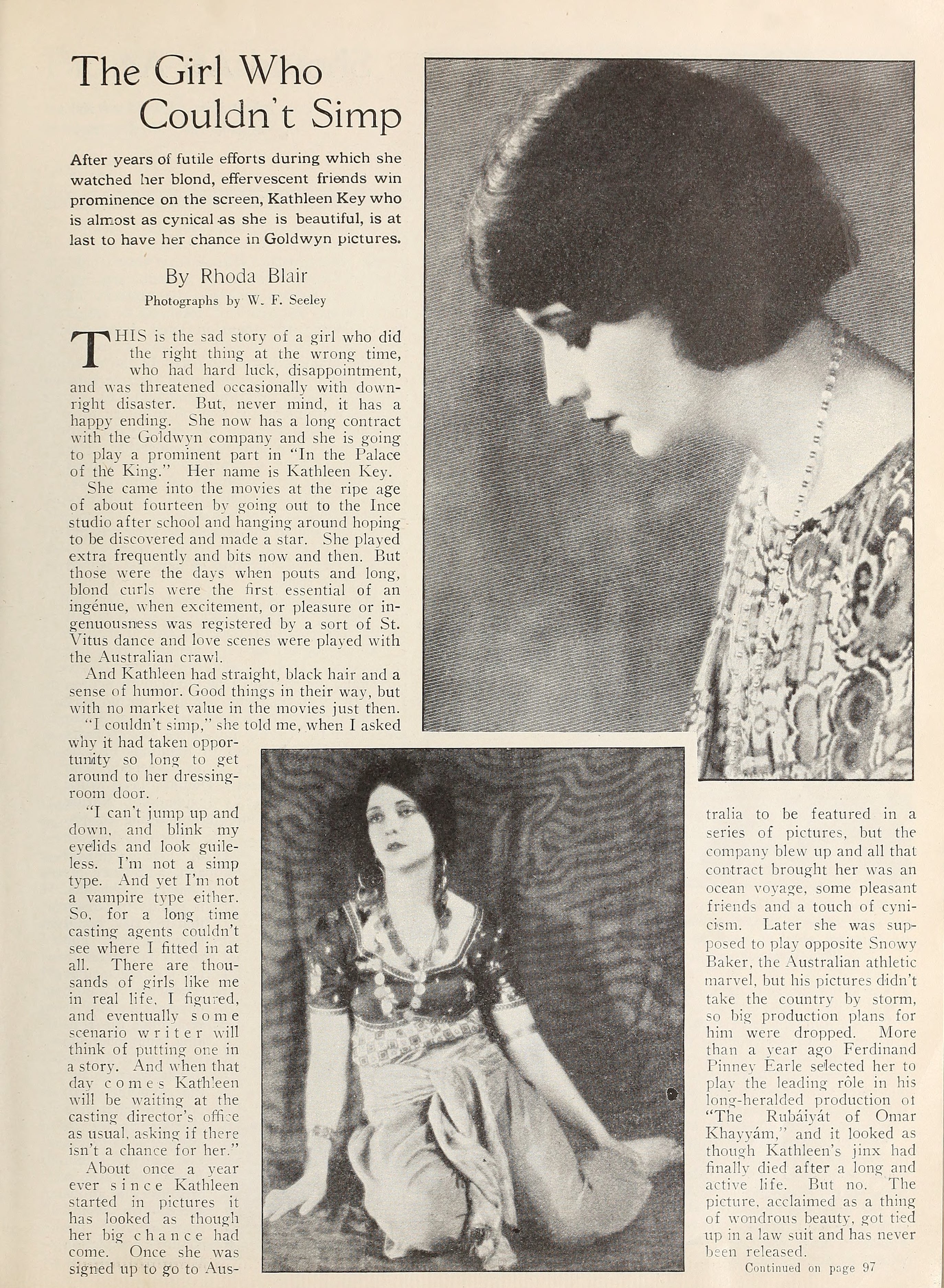 Kathleen Key — The Girl Who Couldn’t Simp (1923) | www.vintoz.com