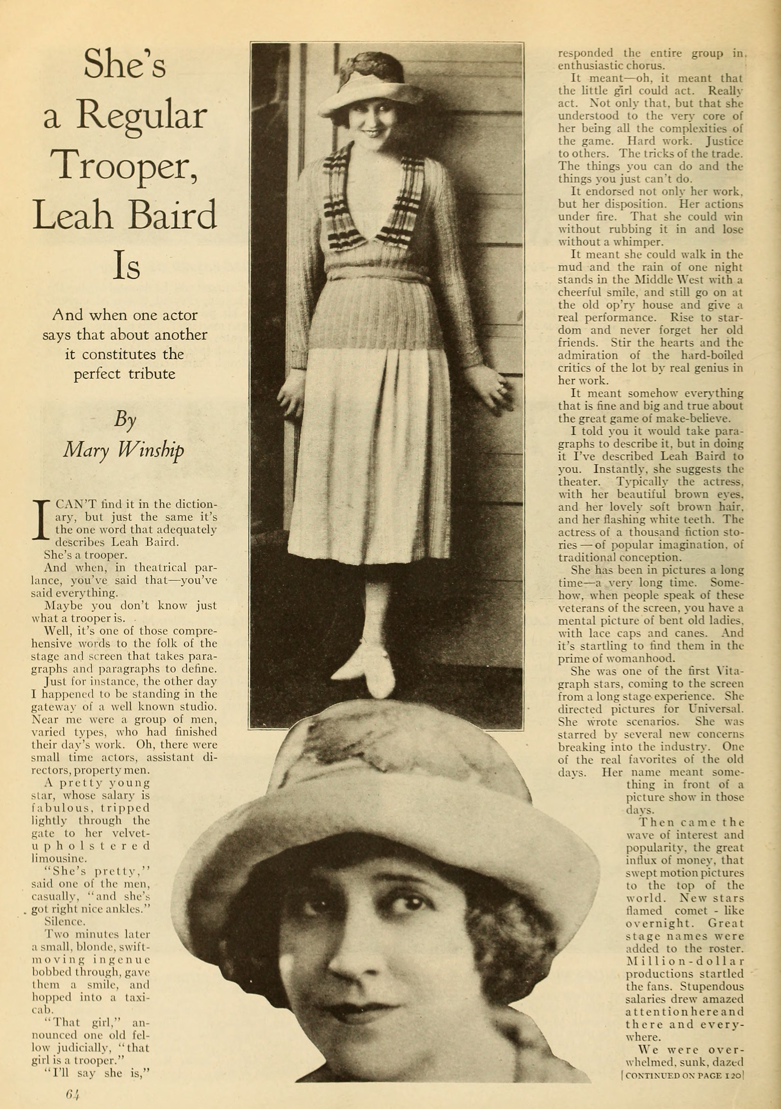 Leah Baird — She’s a Regular Trooper, Leah Baird is (1924) | www.vintoz.com