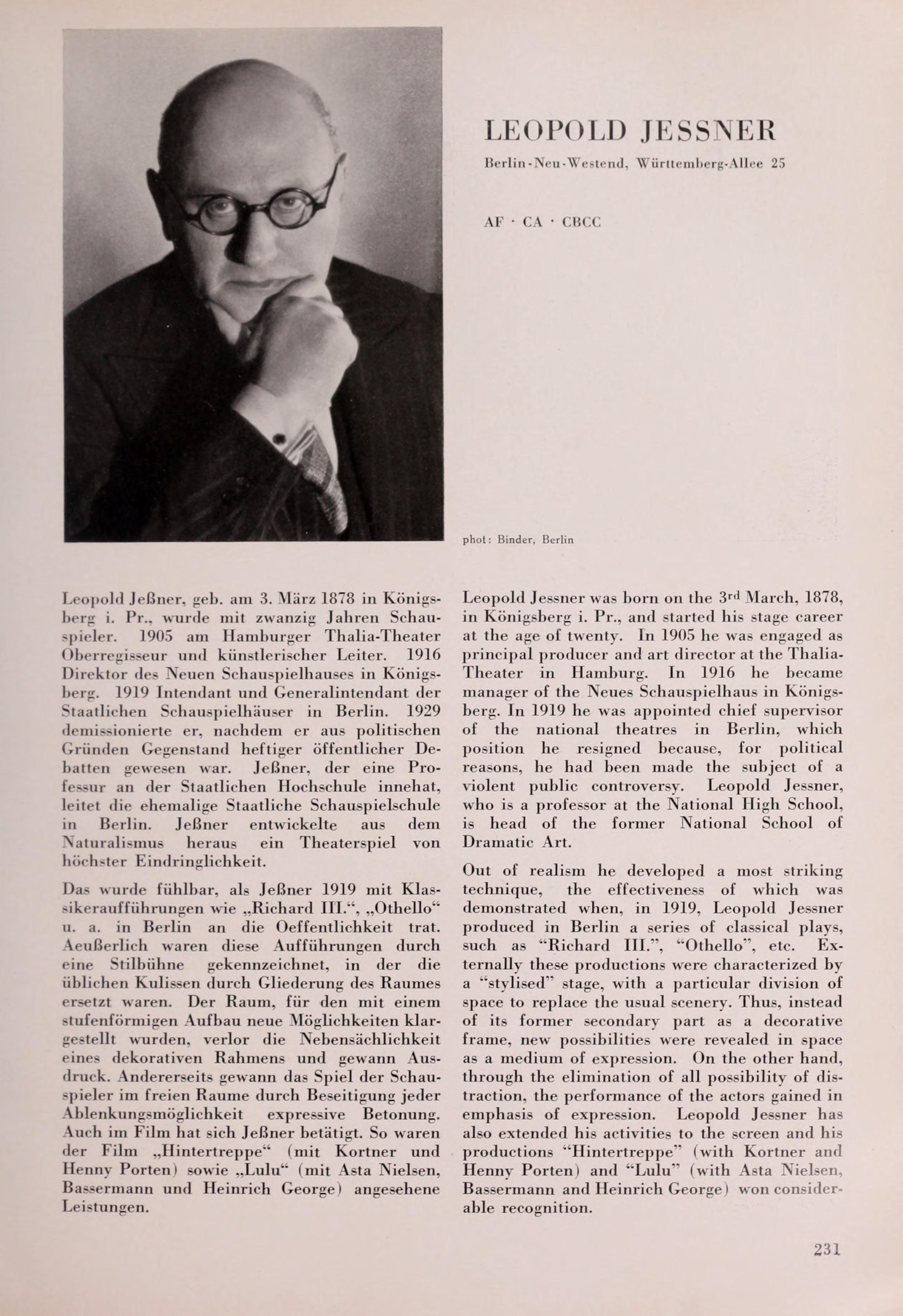 Leopold Jessner (Universal Filmlexikon — 1932) | www.vintoz.com