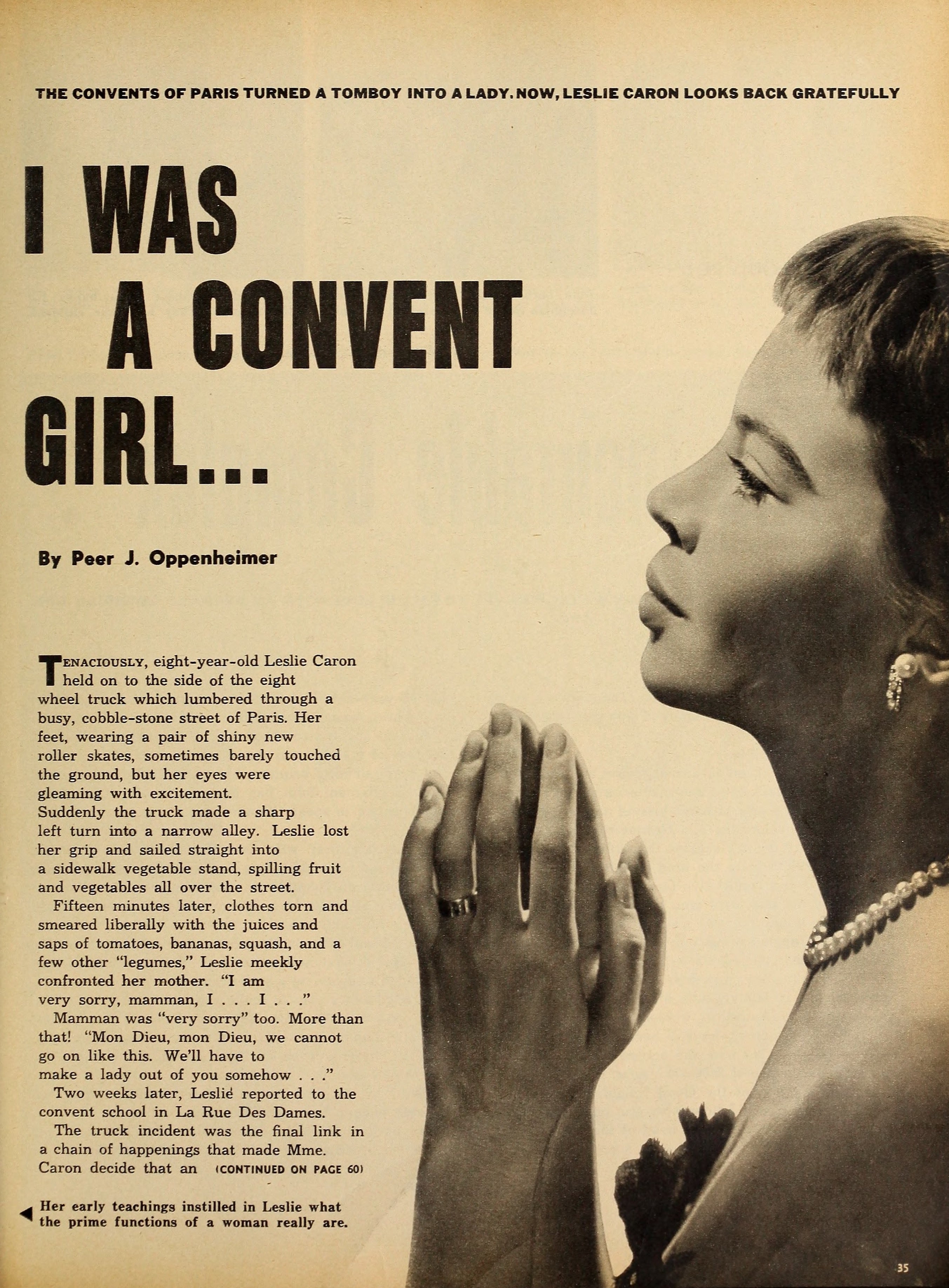Leslie Caron — I was a Convent Girl (1953) | www.vintoz.com