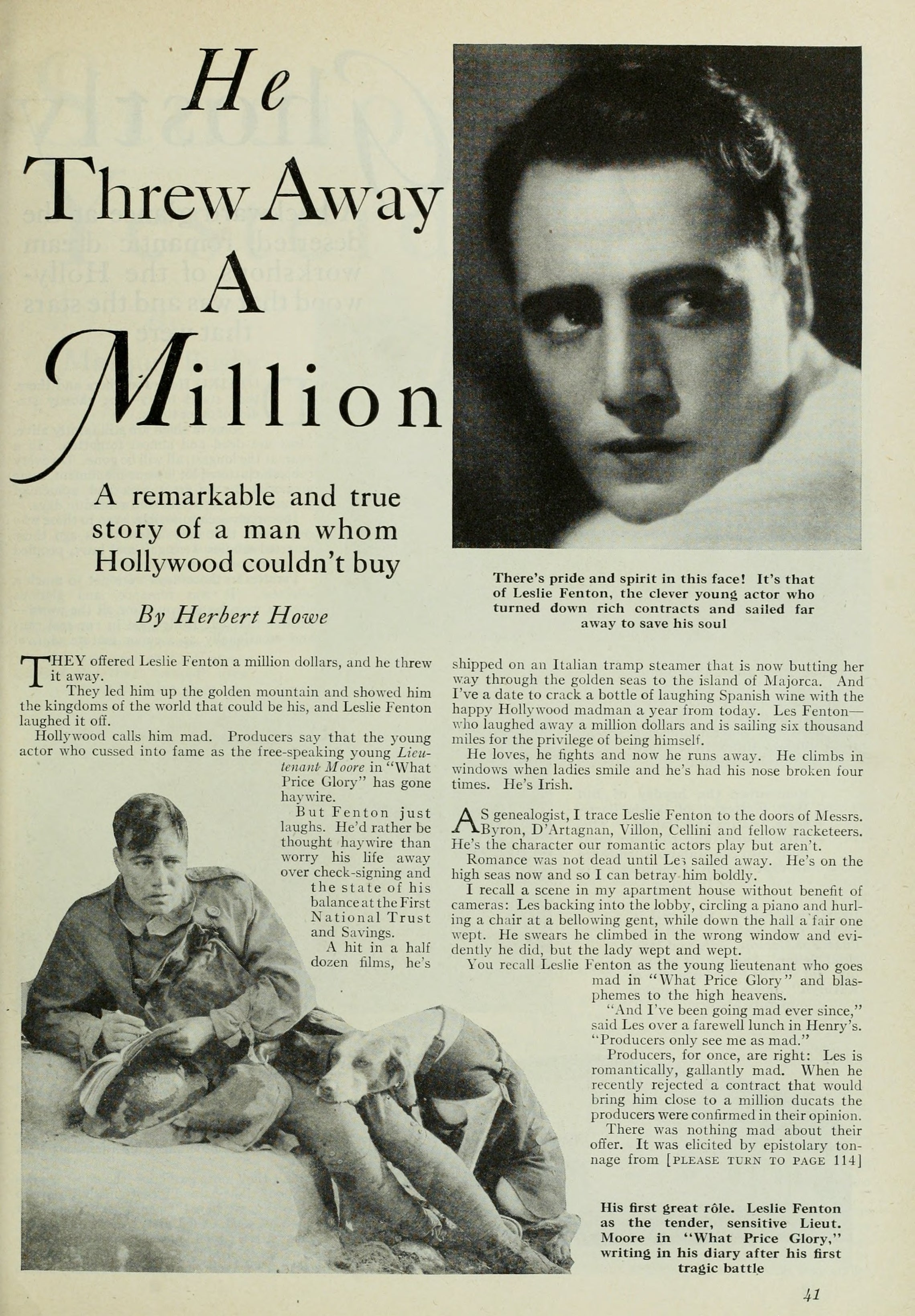 Leslie Fenton — He Threw Away a Million (1929) | www.vintoz.com