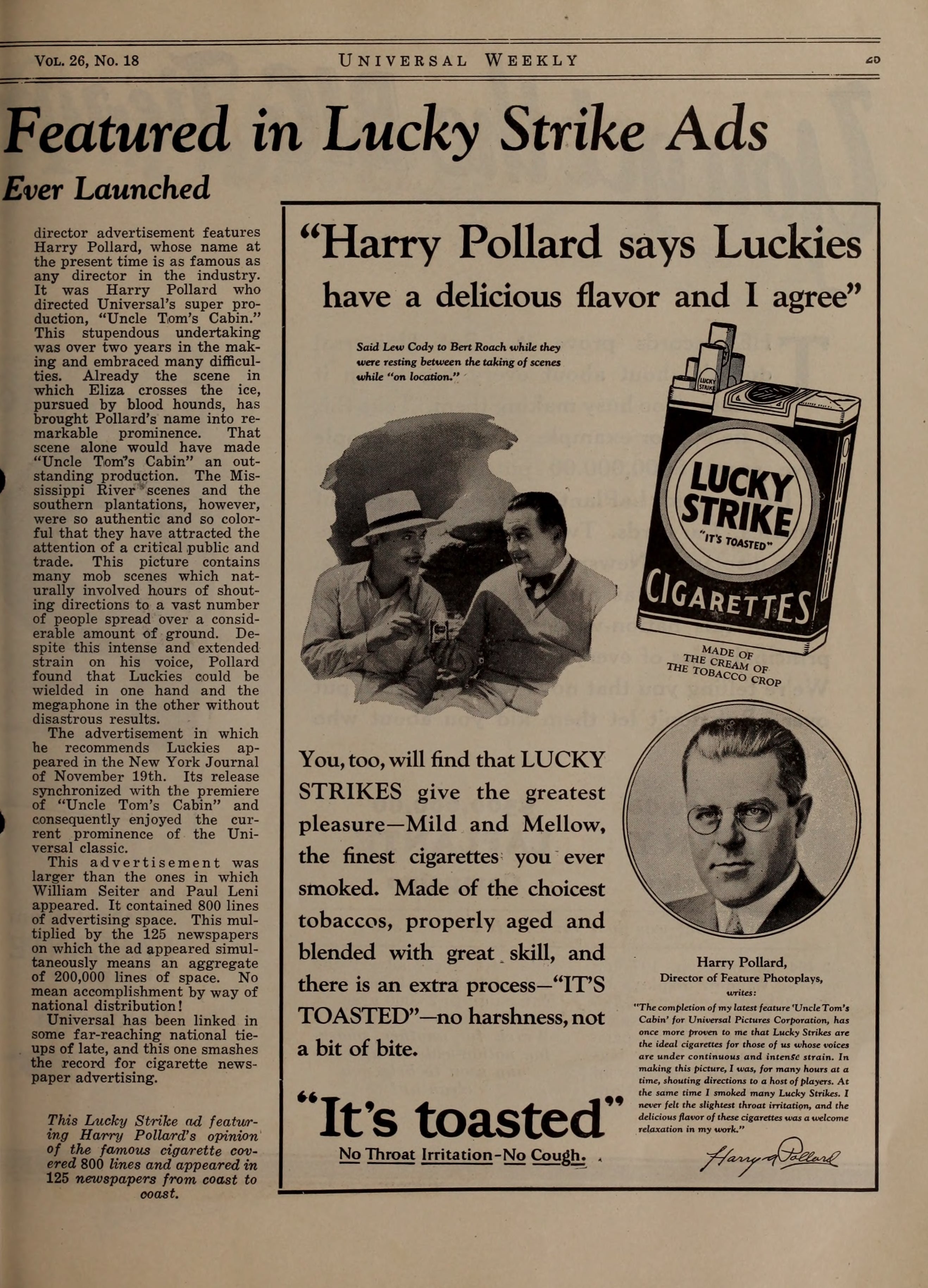 Lucky Strike Advertisements featuring Movie Directors Paul Leni, William Seiter and Harry Pollard | www.vintoz.com