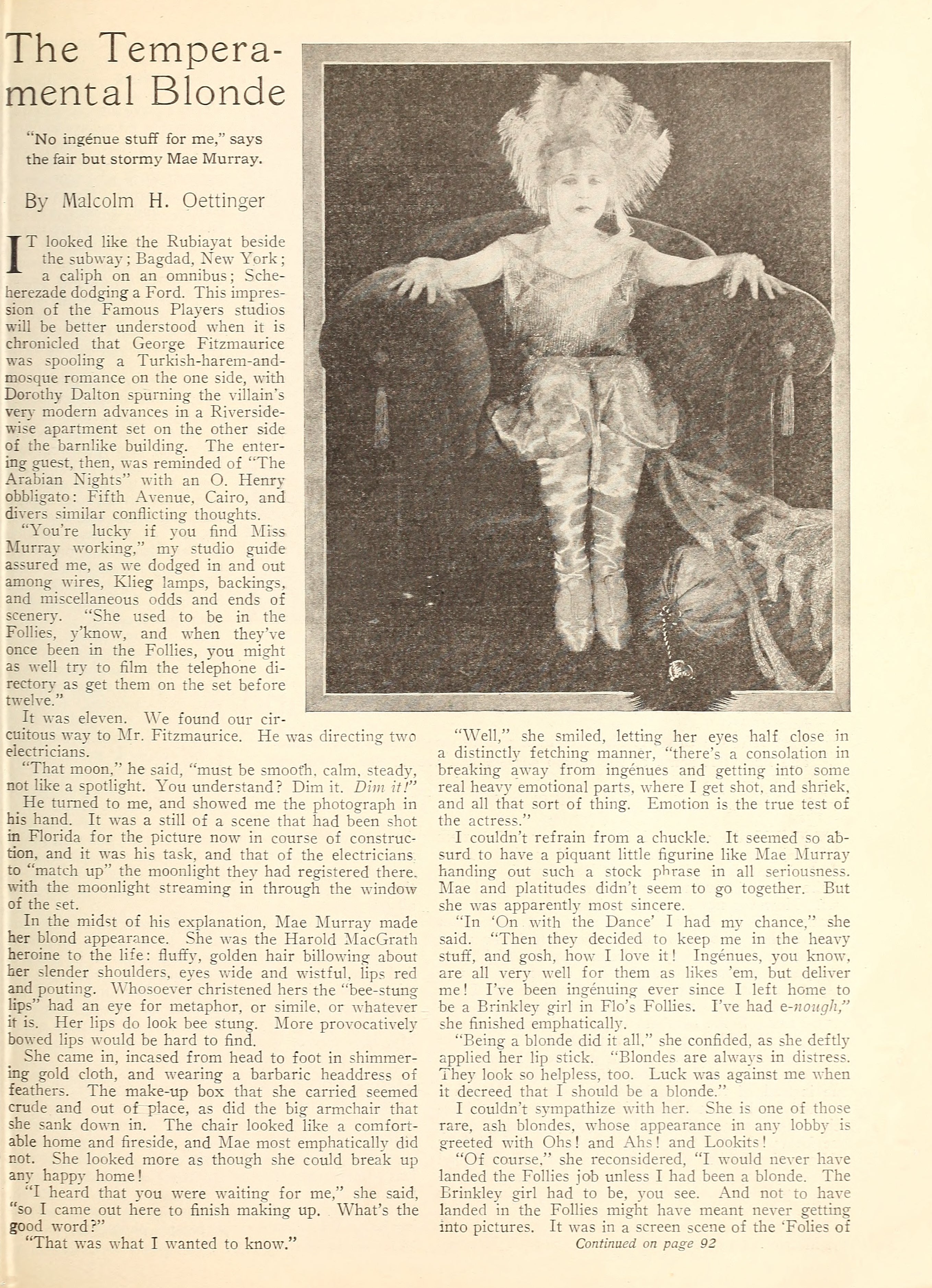 Mae Murray — The Temperamental Blonde (1921) | www.vintoz.com