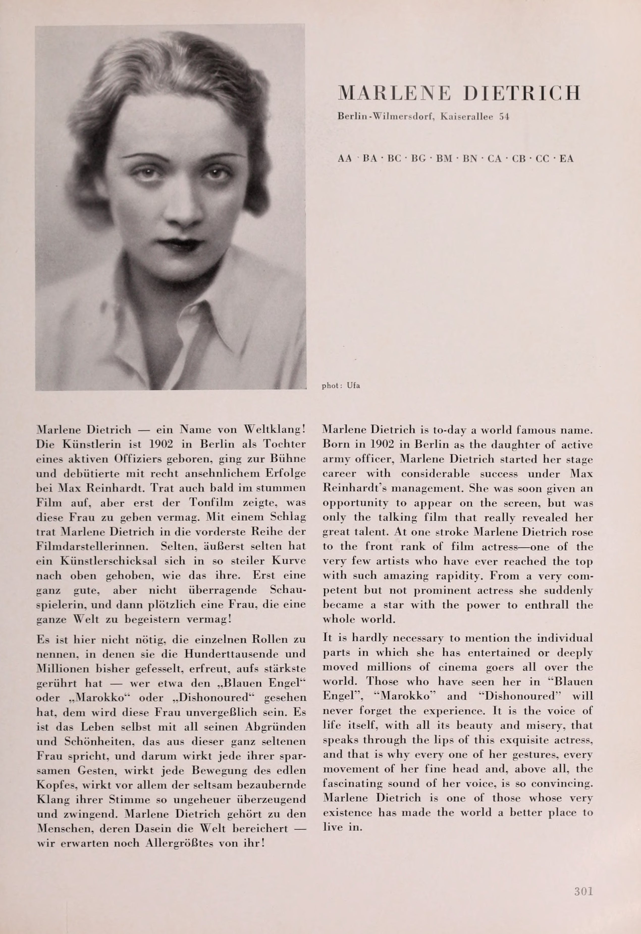 Marlene Dietrich (Universal Filmlexikon — 1932) | www.vintoz.com