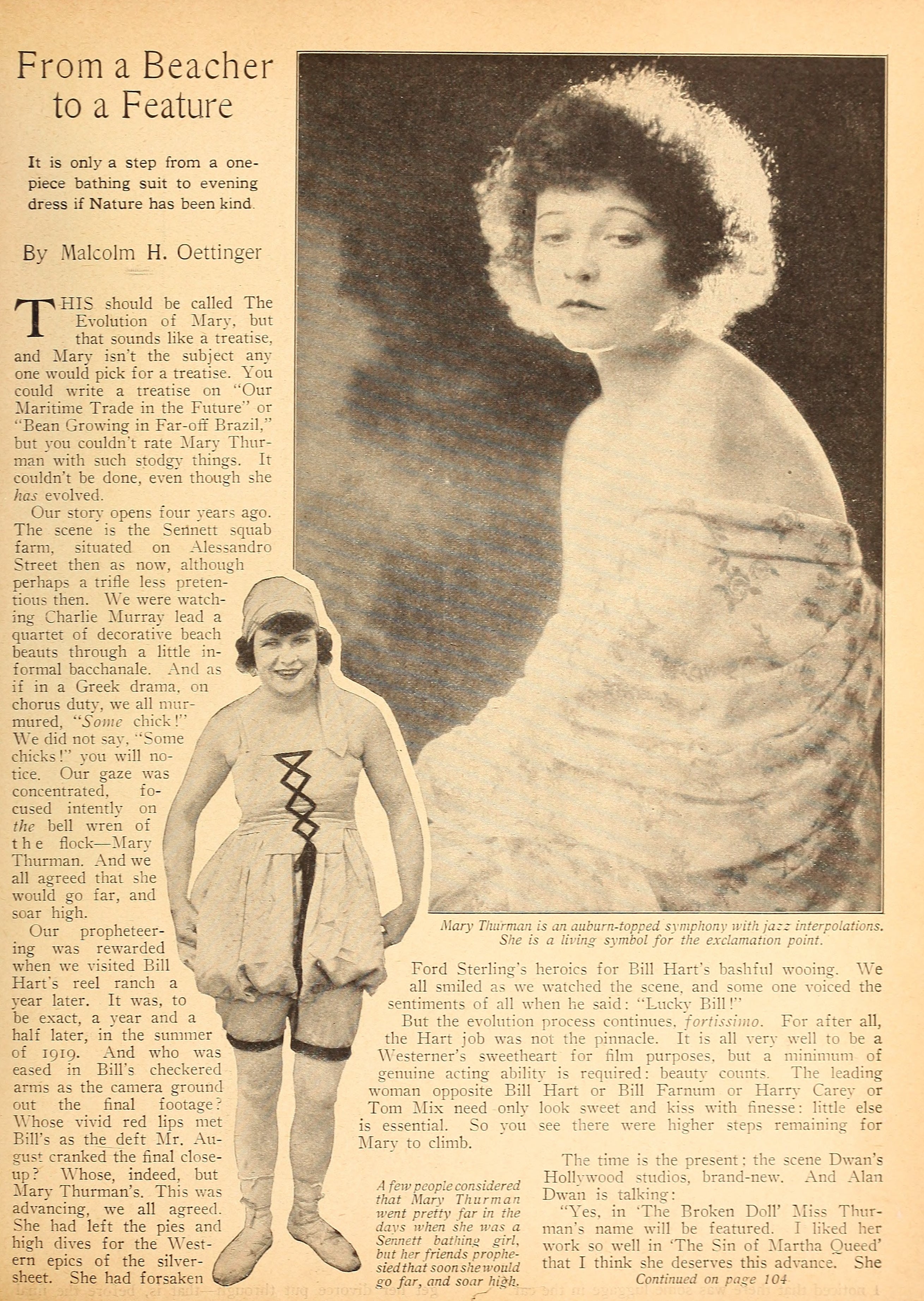 Mary Thurman — From a Beacher to a Feature (1921)