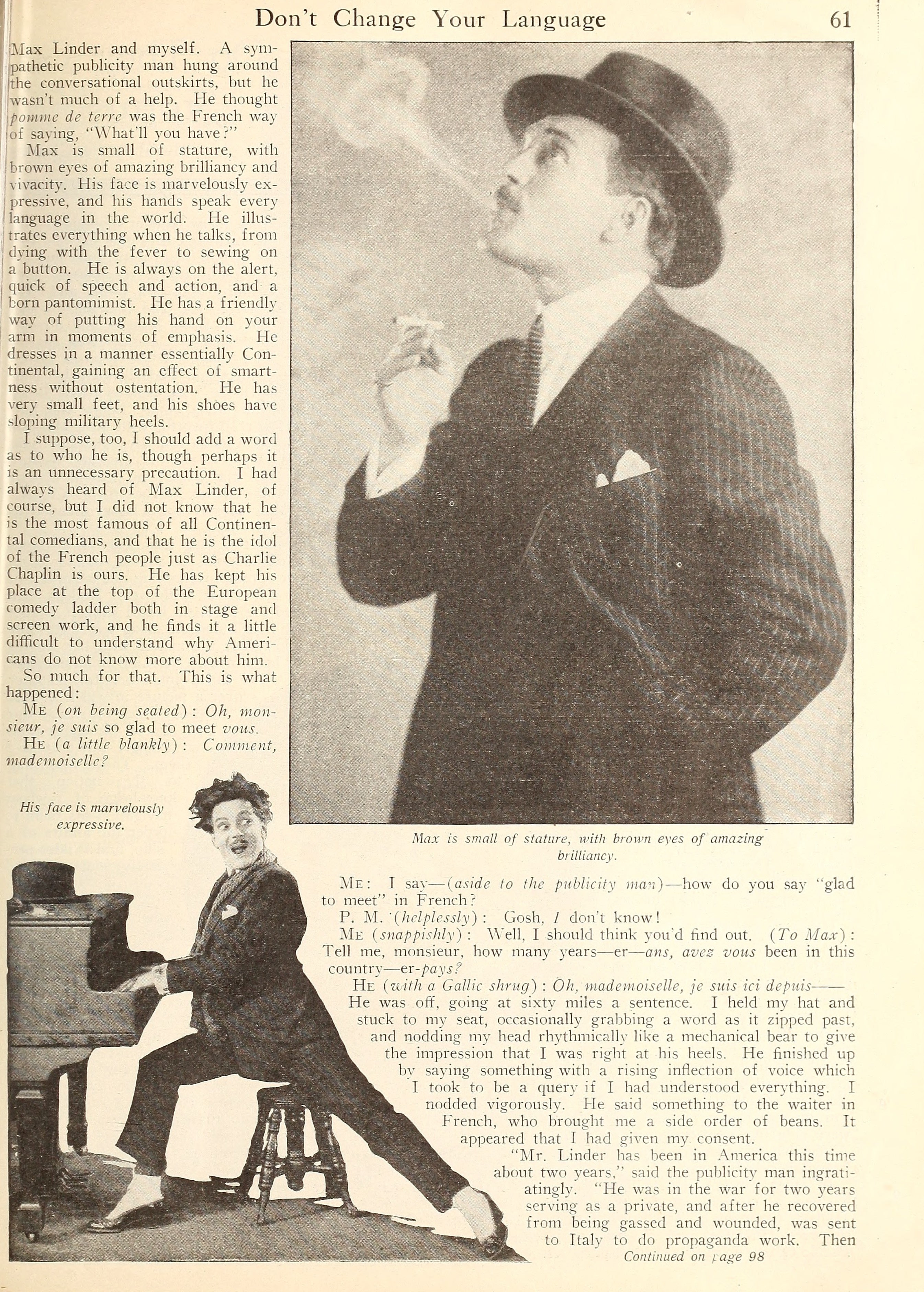 Max Linder — Don’t Change Your Language (1921) | www.vintoz.com