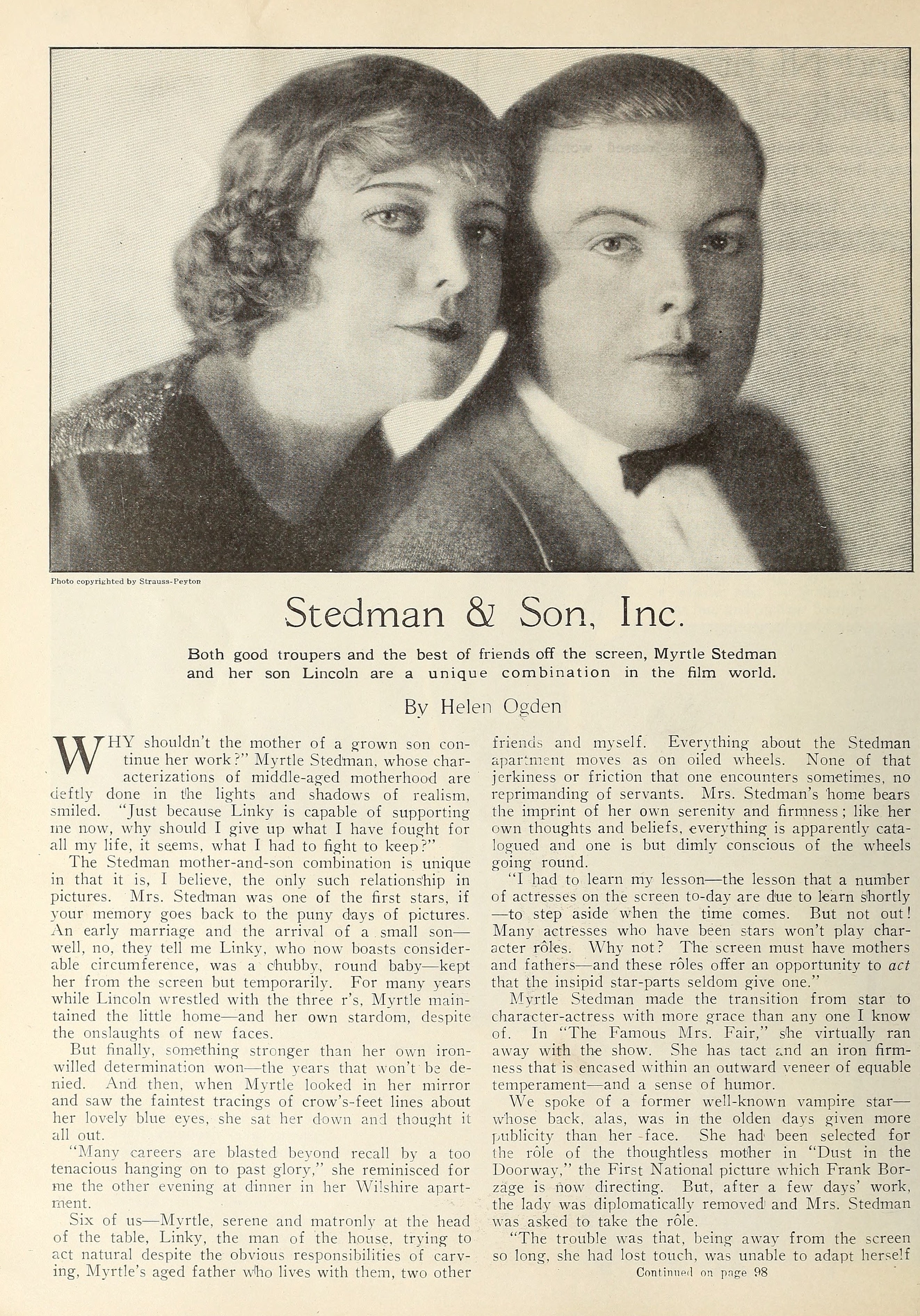 Myrtle Stedman and Lincoln Stedman — Stedman & Son, Inc. (1923) | www.vintoz.com