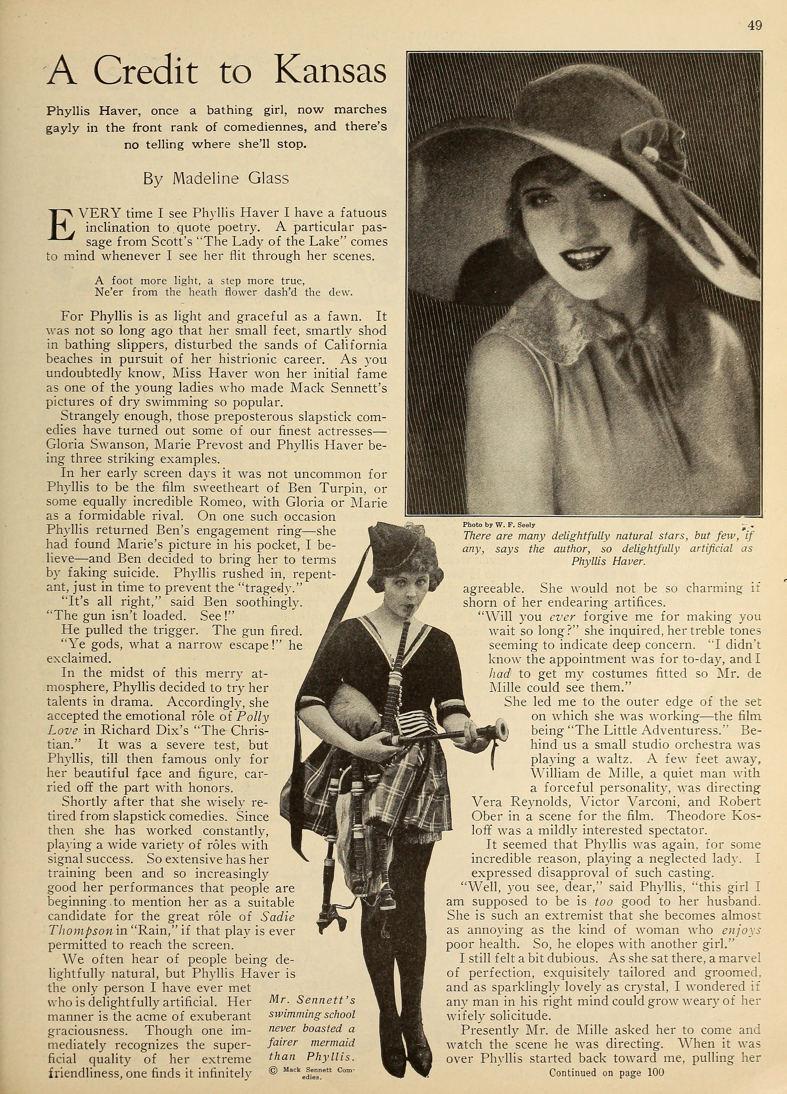 Phyllis Haver — A Credit to Kansas (1927) | www.vintoz.com