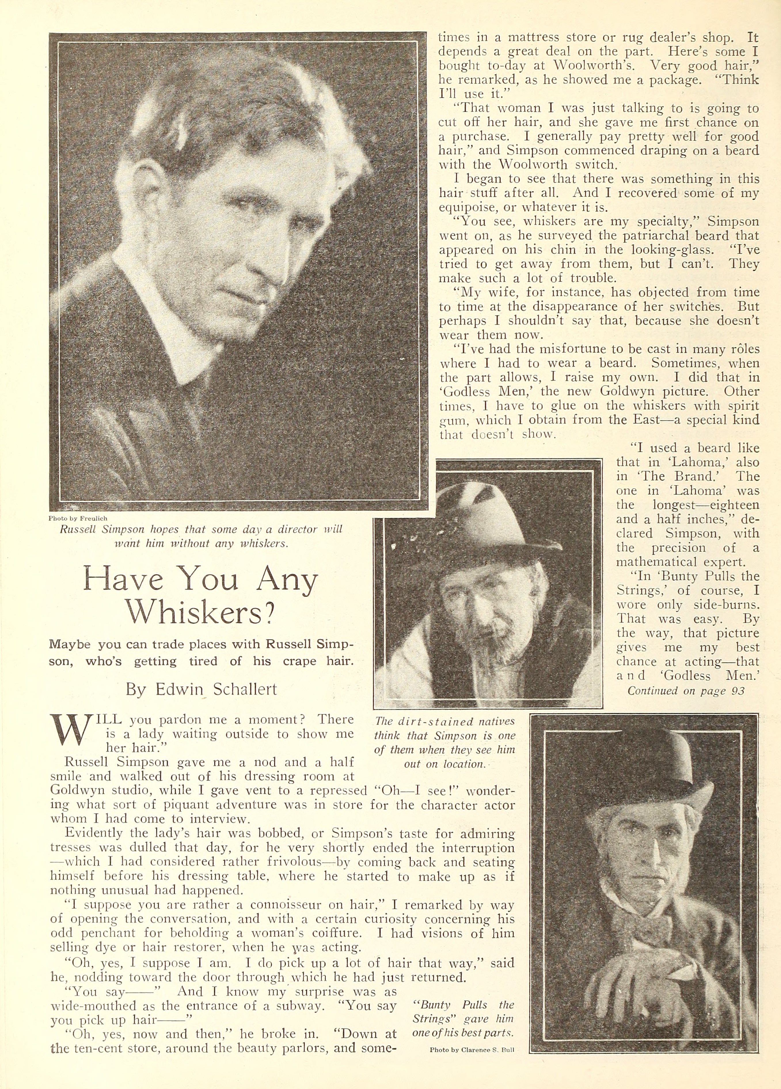 Russell Simpson — Have You Any Whiskers? (1921) | www.vintoz.com