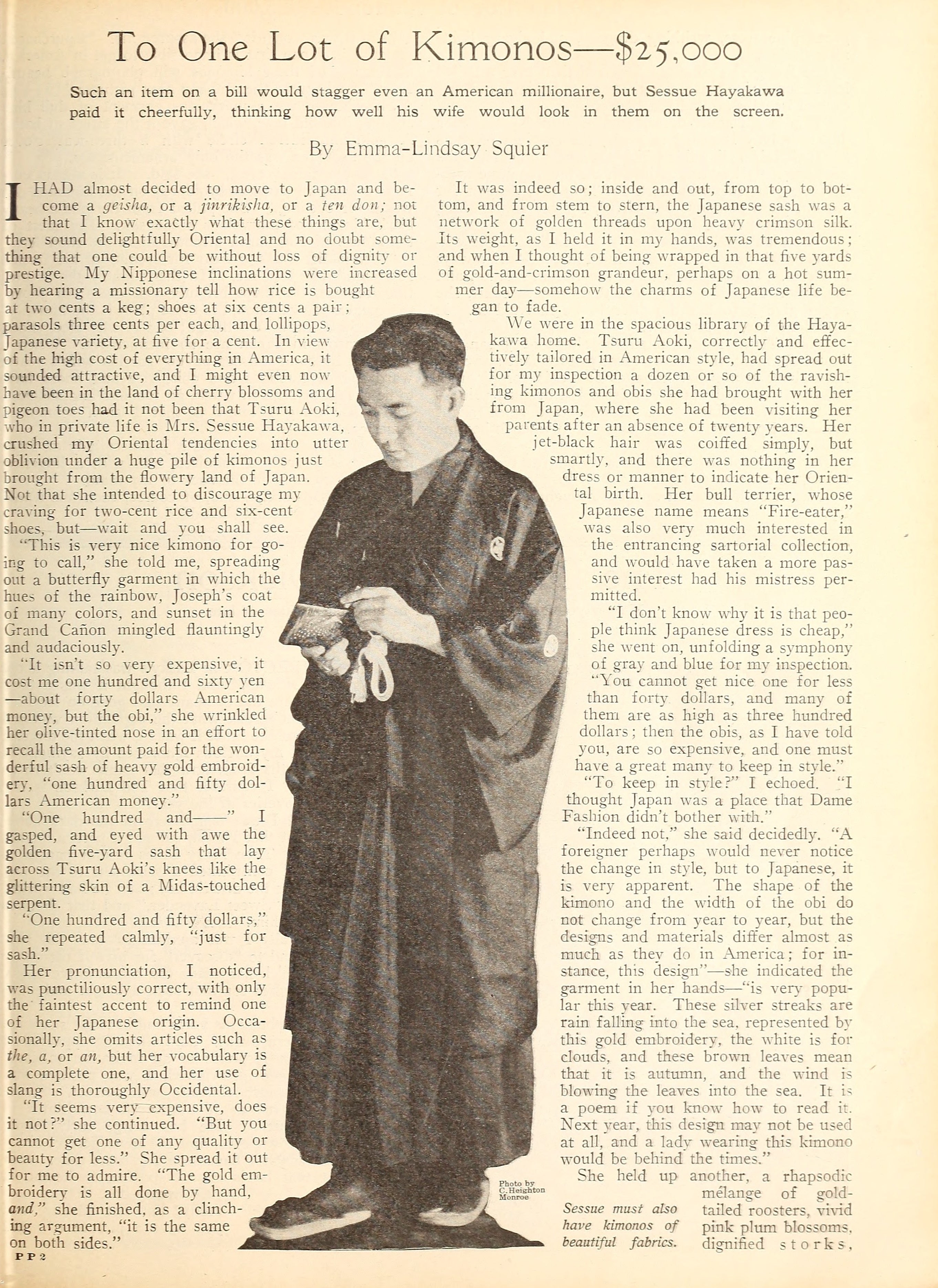 Tsuru Aoki — To One Lot of Kimonos — $25,000 (1921) | www.vintoz.com