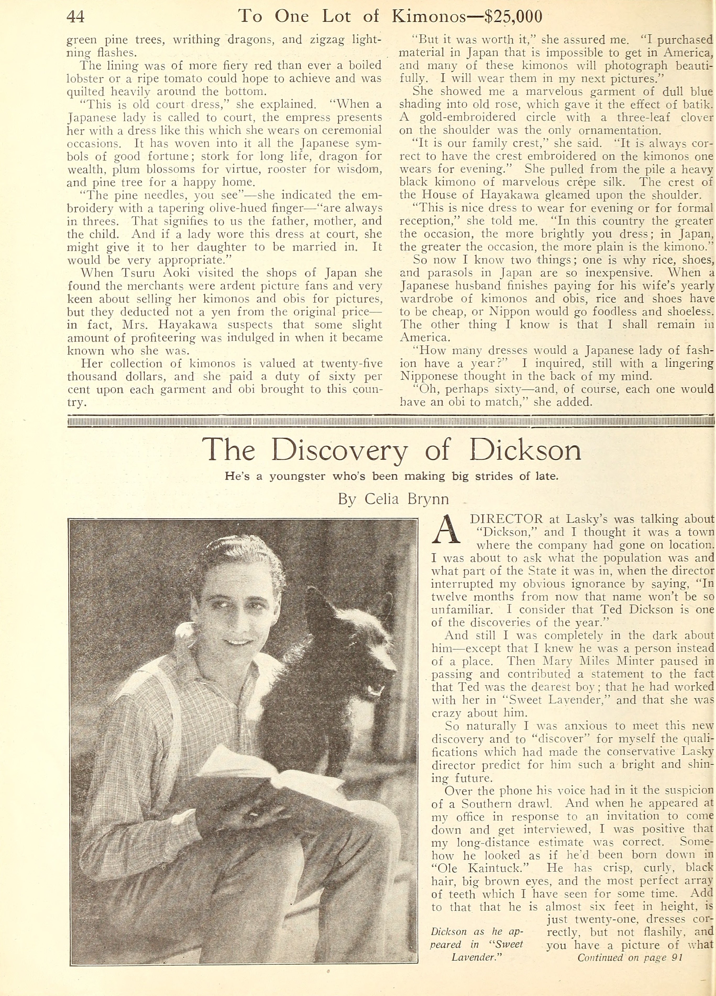 Tsuru Aoki — To One Lot of Kimonos — $25,000 | Ted Dickson — The Discovery of Dickson | 1921 | www.vintoz.com